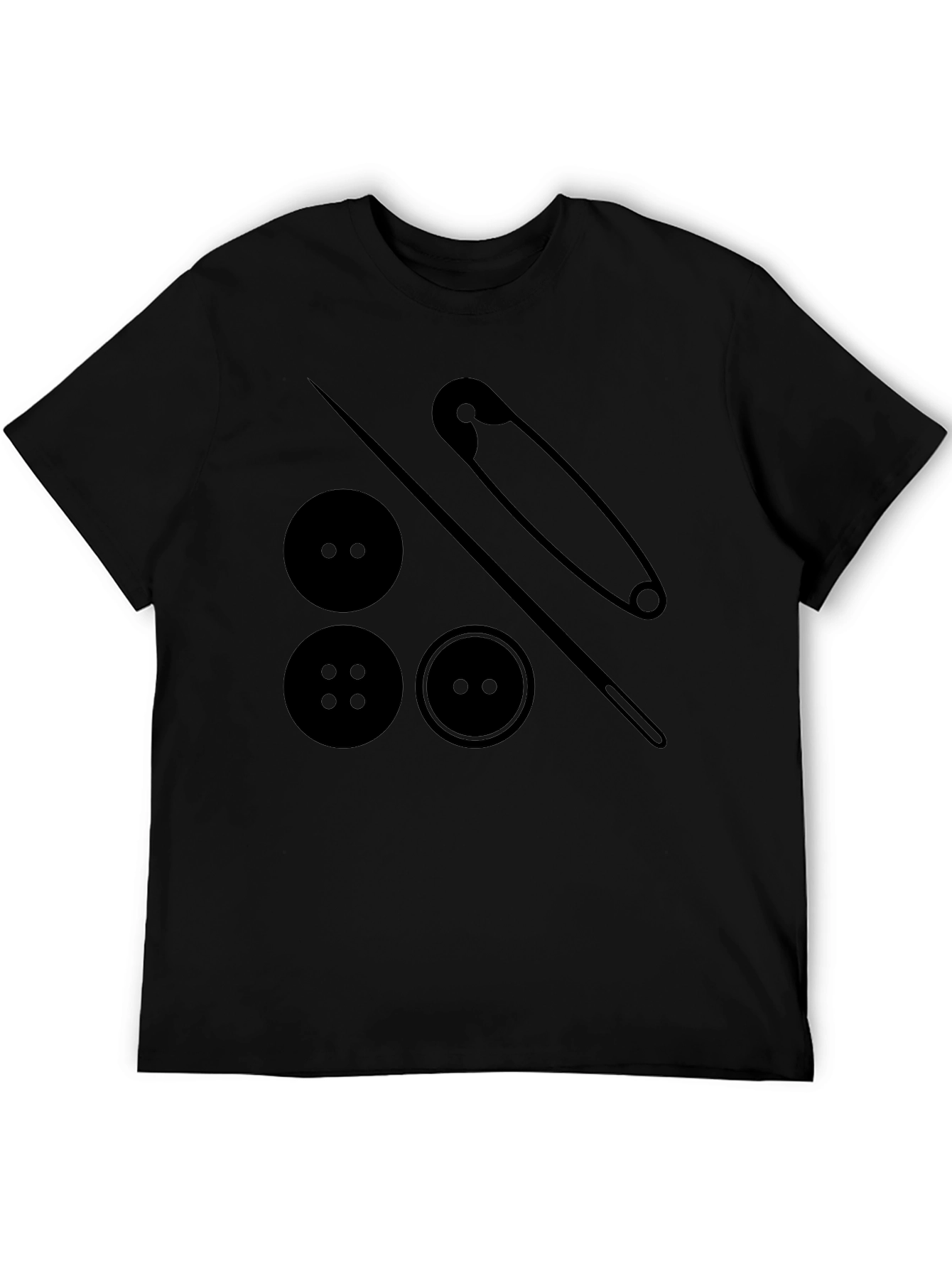 Sewing Buttons & Pin T-Shirt - Black