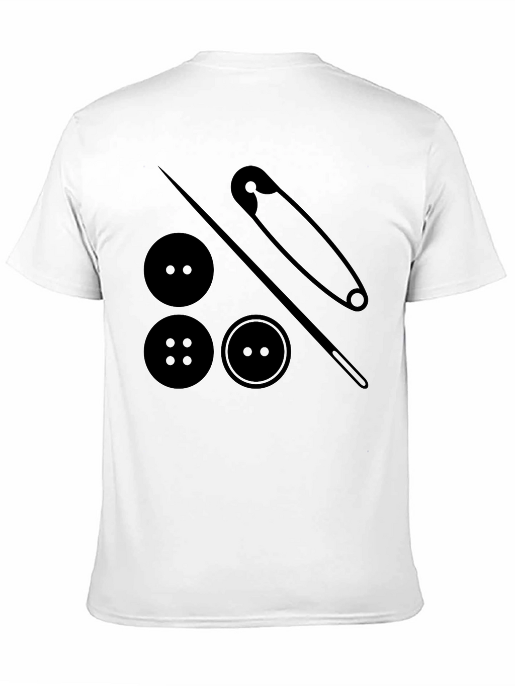 Sewing Buttons & Pin T-Shirt - Black
