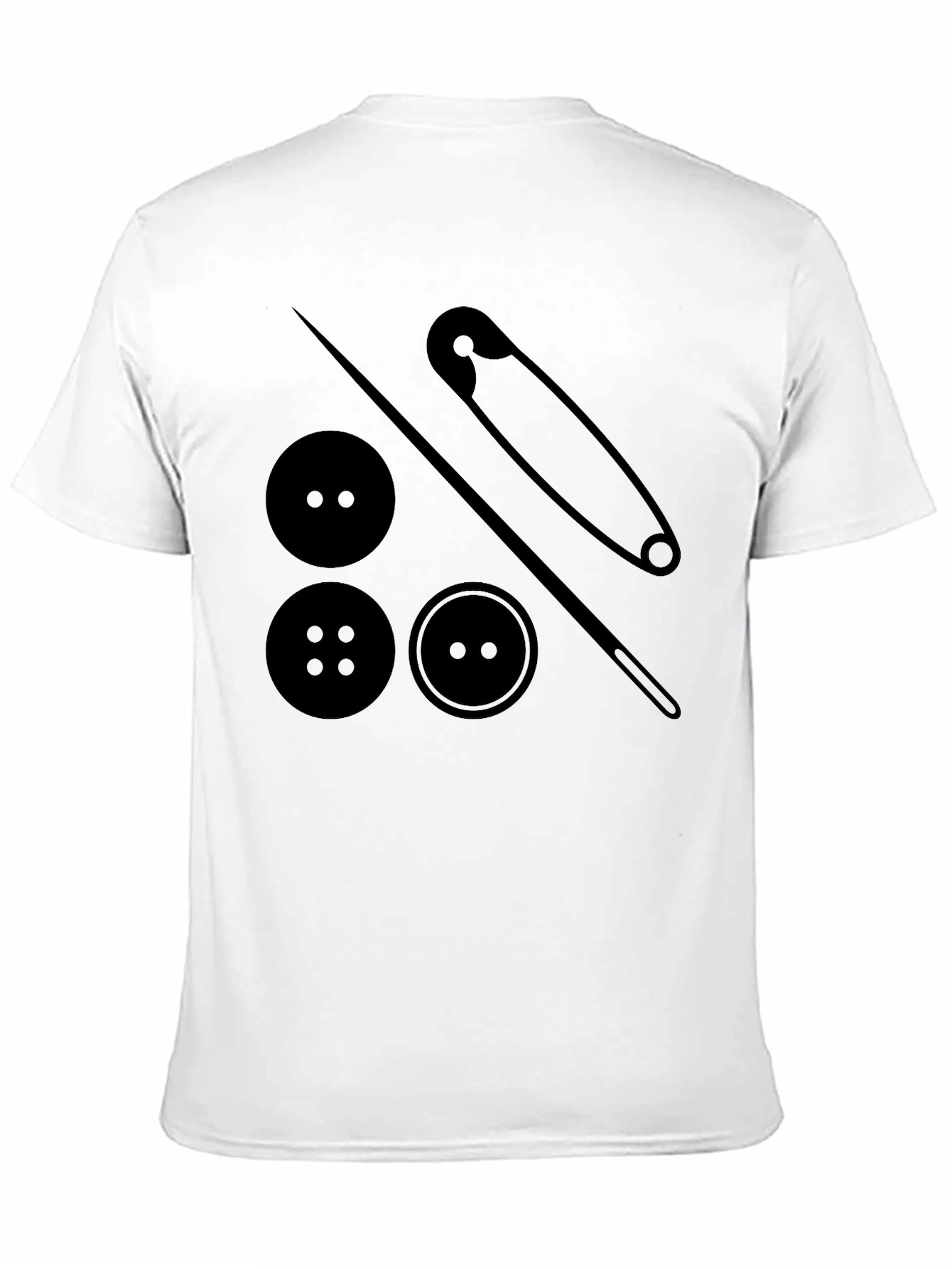 Sewing Buttons & Pin T-Shirt - Black