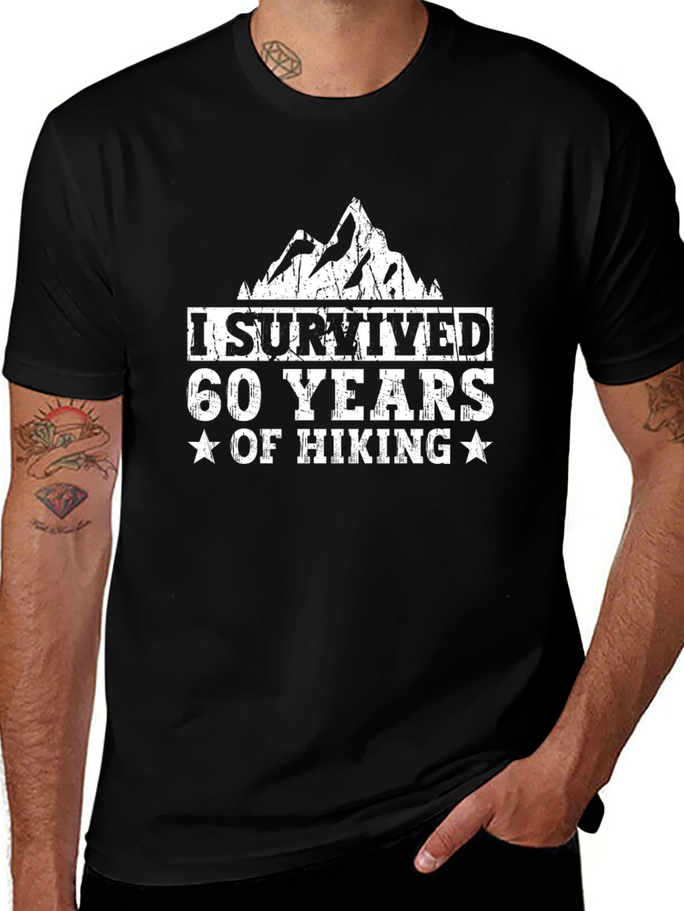 I Survived 60 Years of Hiking Black Tee