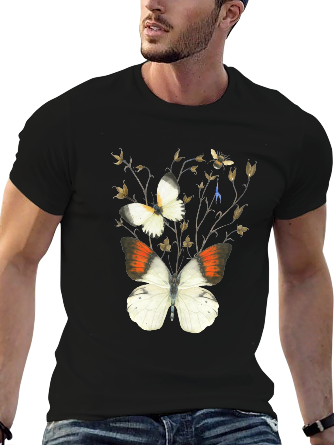 Butterfly Botanical Black T-Shirt