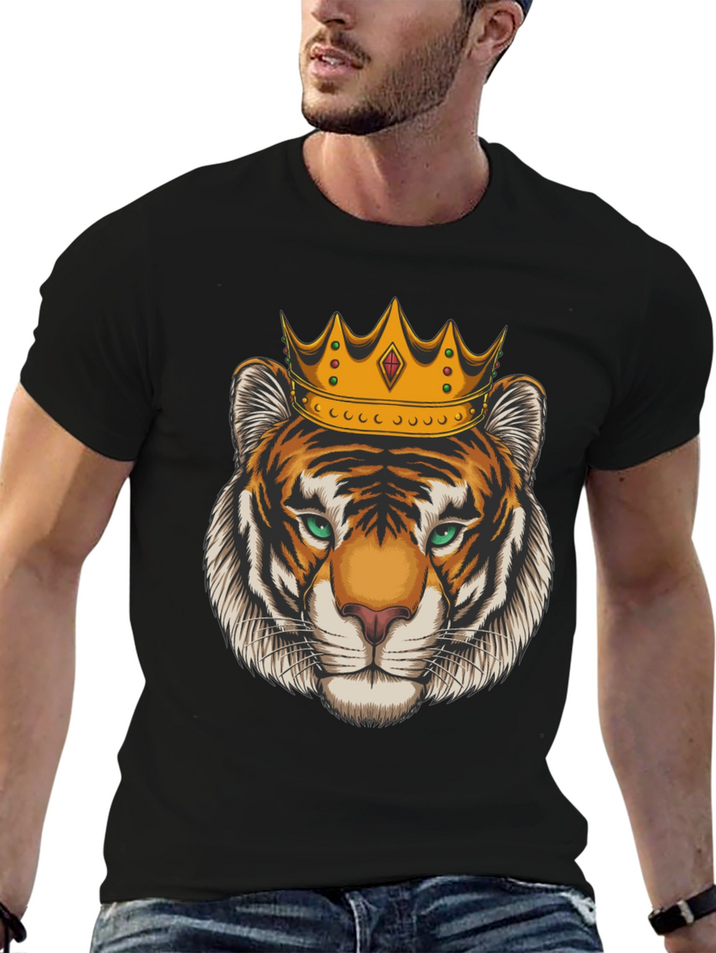 Tiger King Graphic Tee - Black Cotton T-Shirt