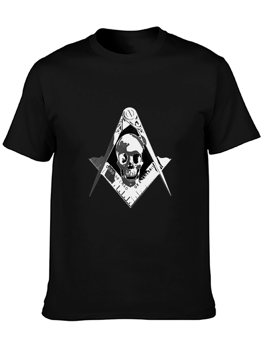 Skull & Compass T-Shirt - Dark Freemason Style