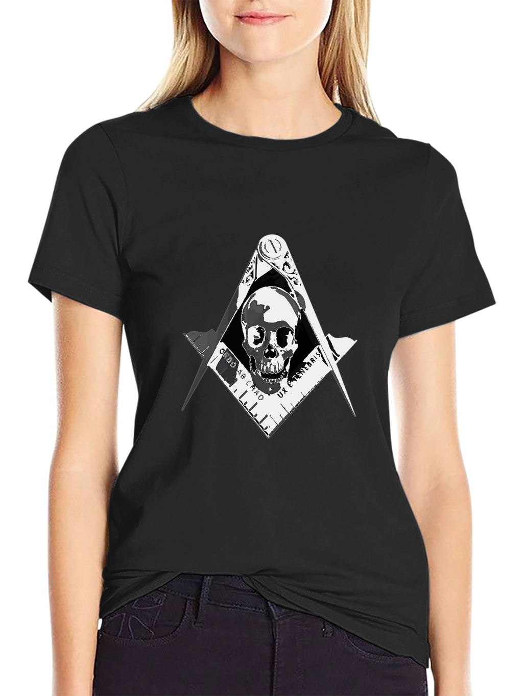 Skull & Compass T-Shirt - Dark Freemason Style