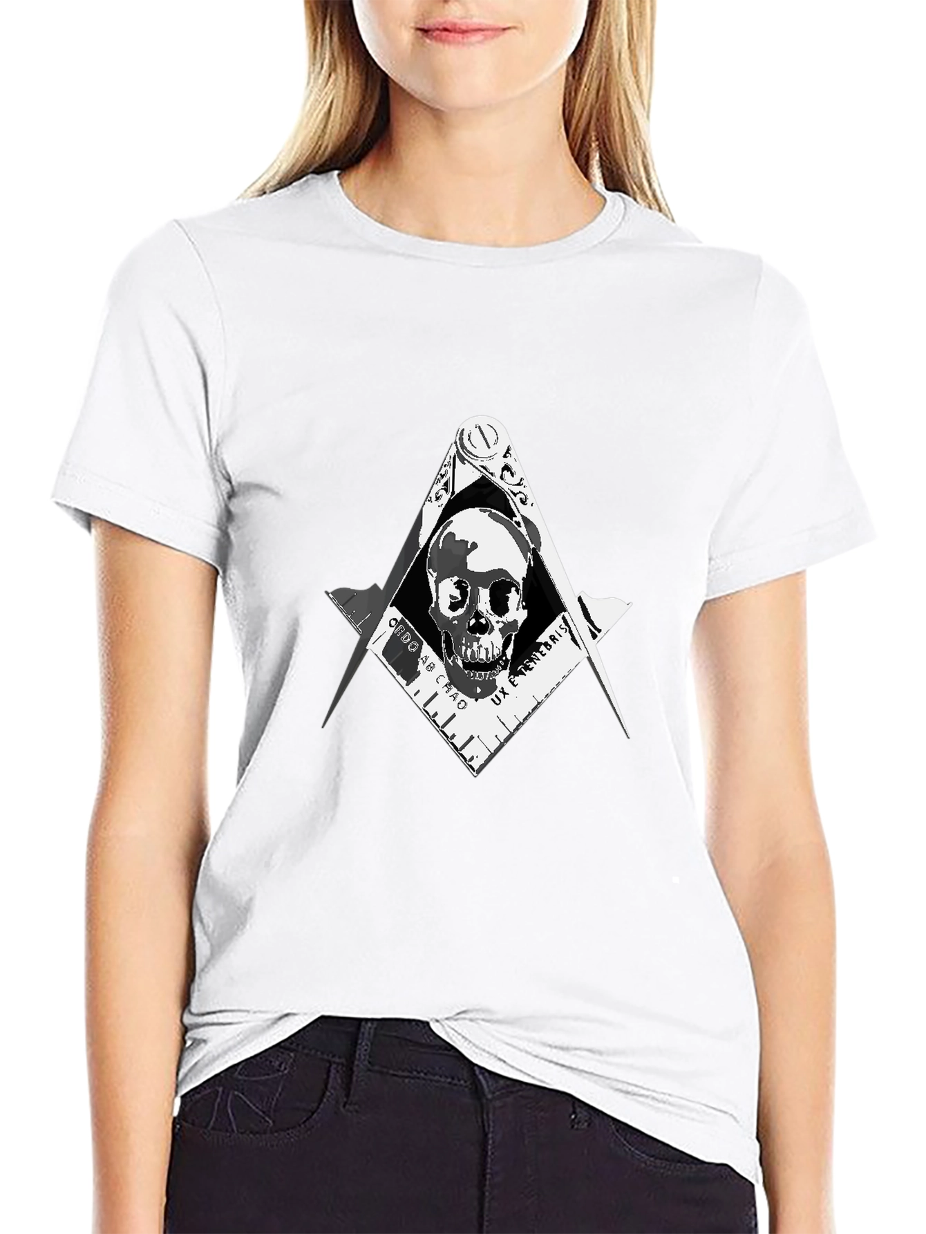 Skull & Compass T-Shirt - Dark Freemason Style