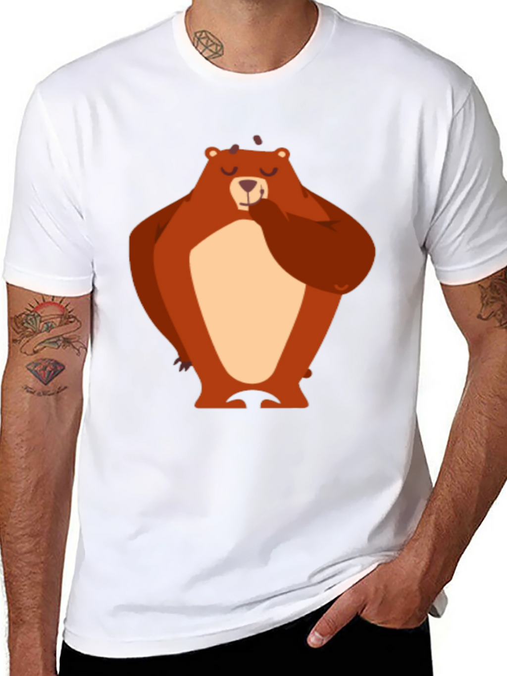 Bear Graphic T-Shirt - Black Cotton Tee