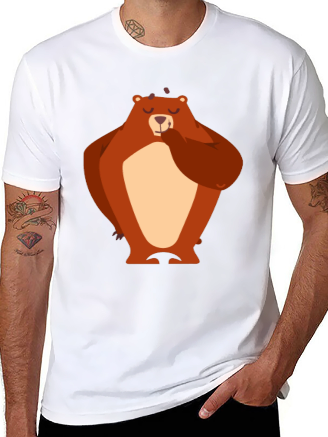 Bear Graphic T-Shirt - Black Cotton Tee