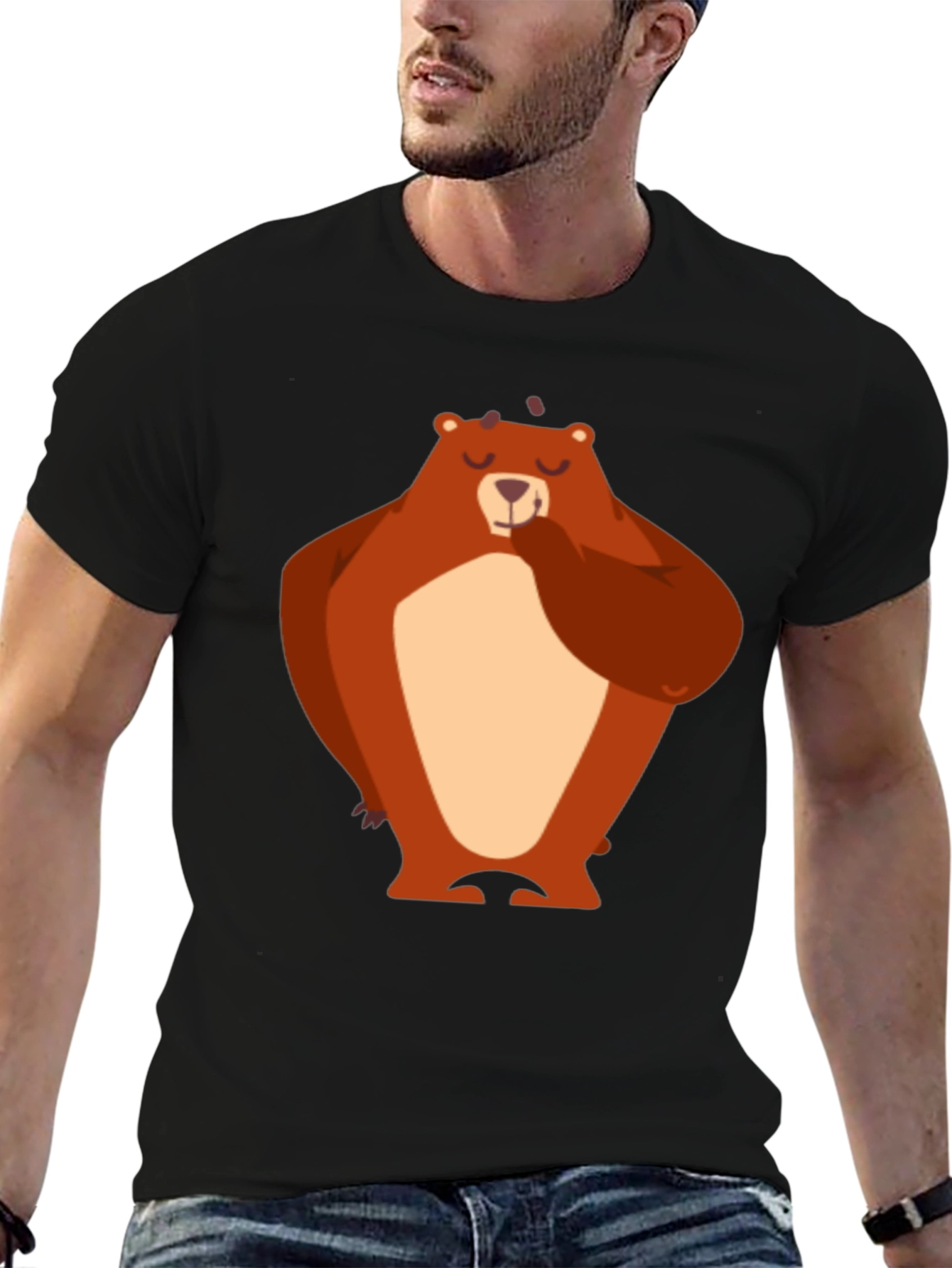 Bear Graphic T-Shirt - Black Cotton Tee
