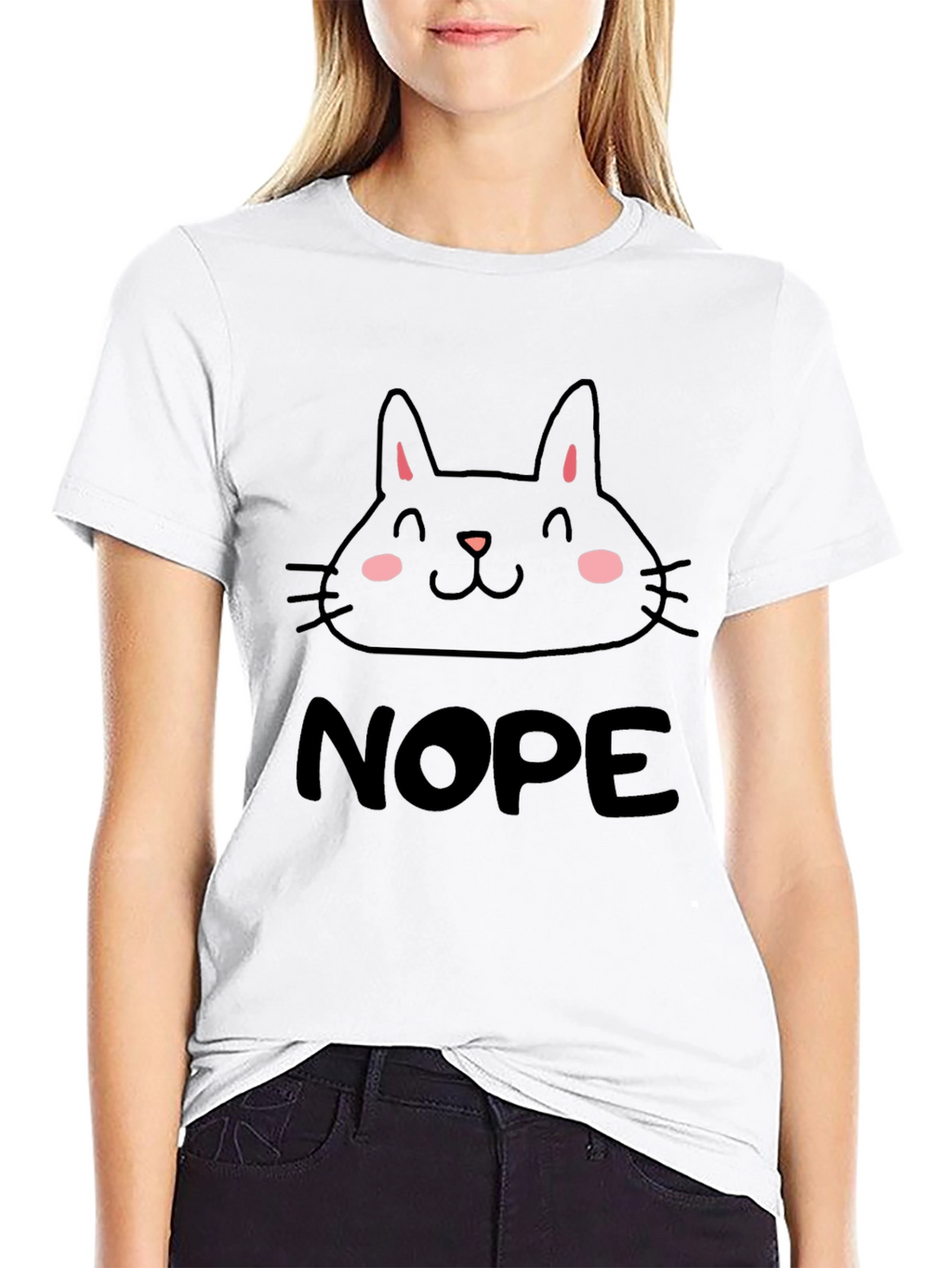 Cute Cat Nope Graphic T-Shirt