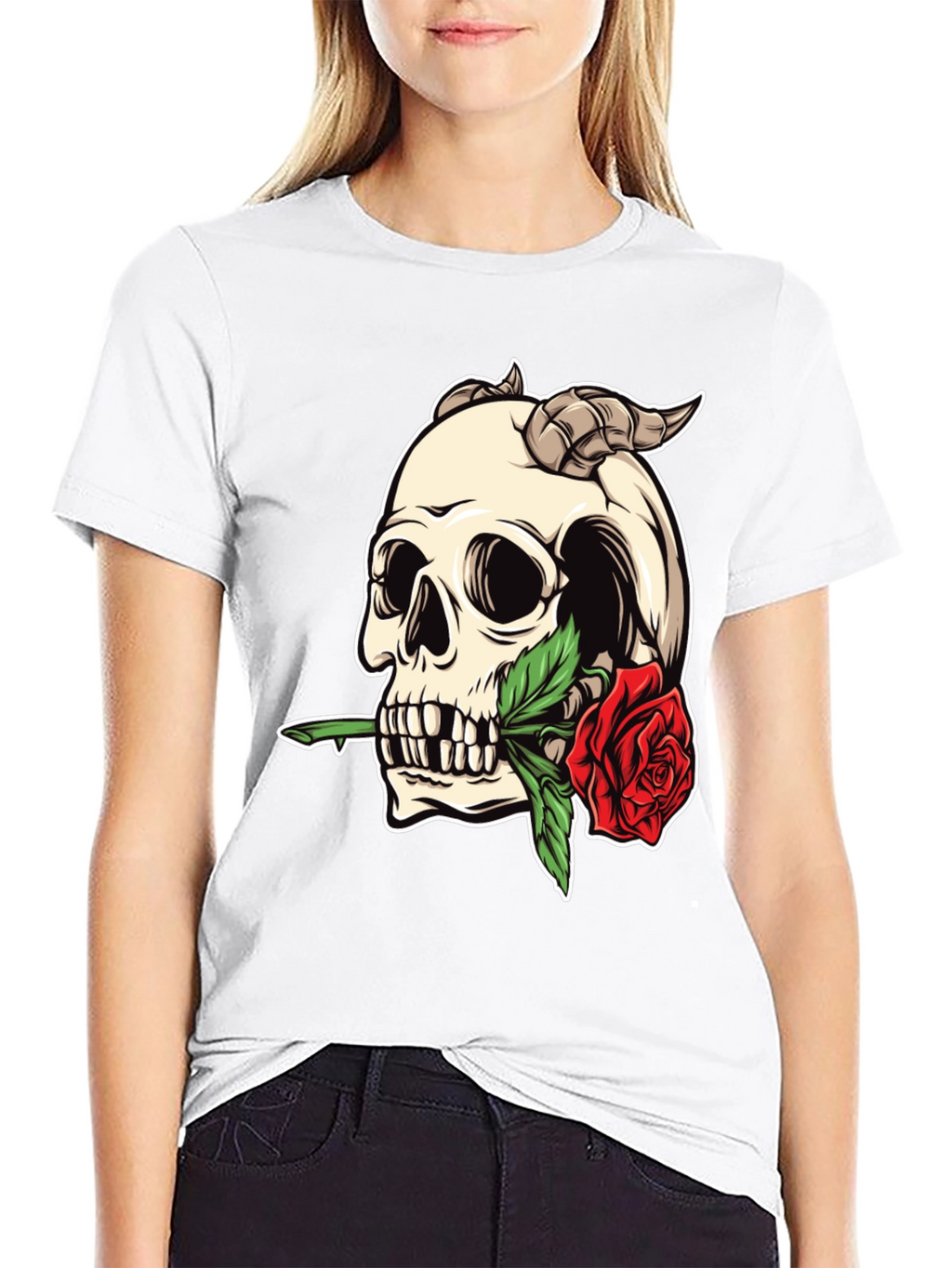 Skull & Rose Graphic Tee - Bold Statement Shirt