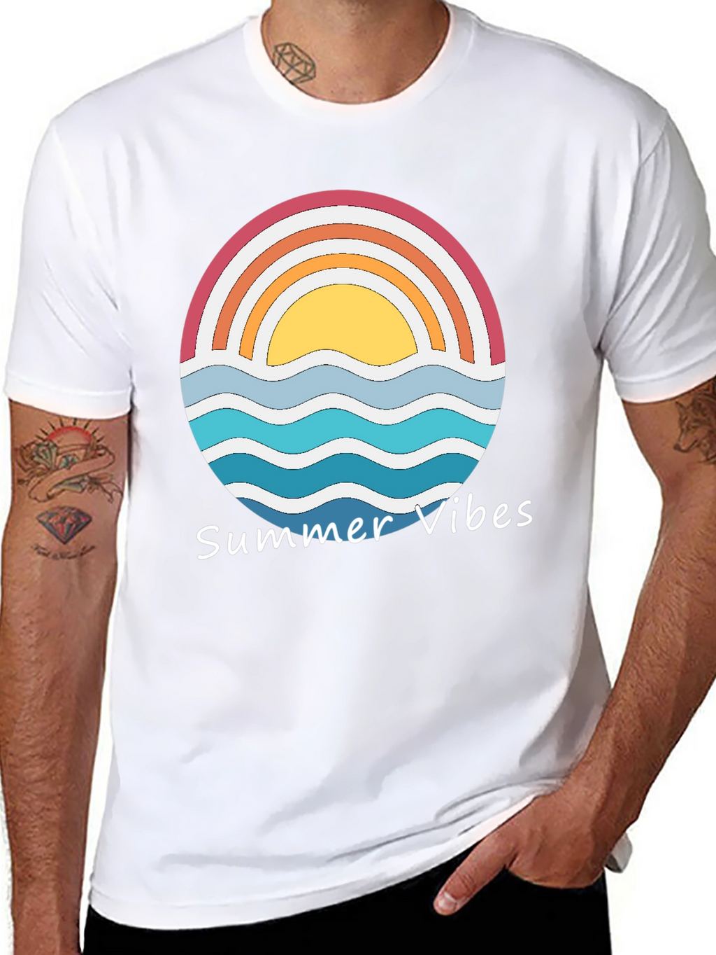 Summer Vibes Graphic Tee - Retro Sunset Design