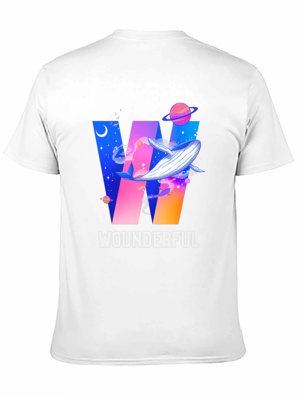 Wounderful Whale Graphic Print Crew Neck T-Shirt