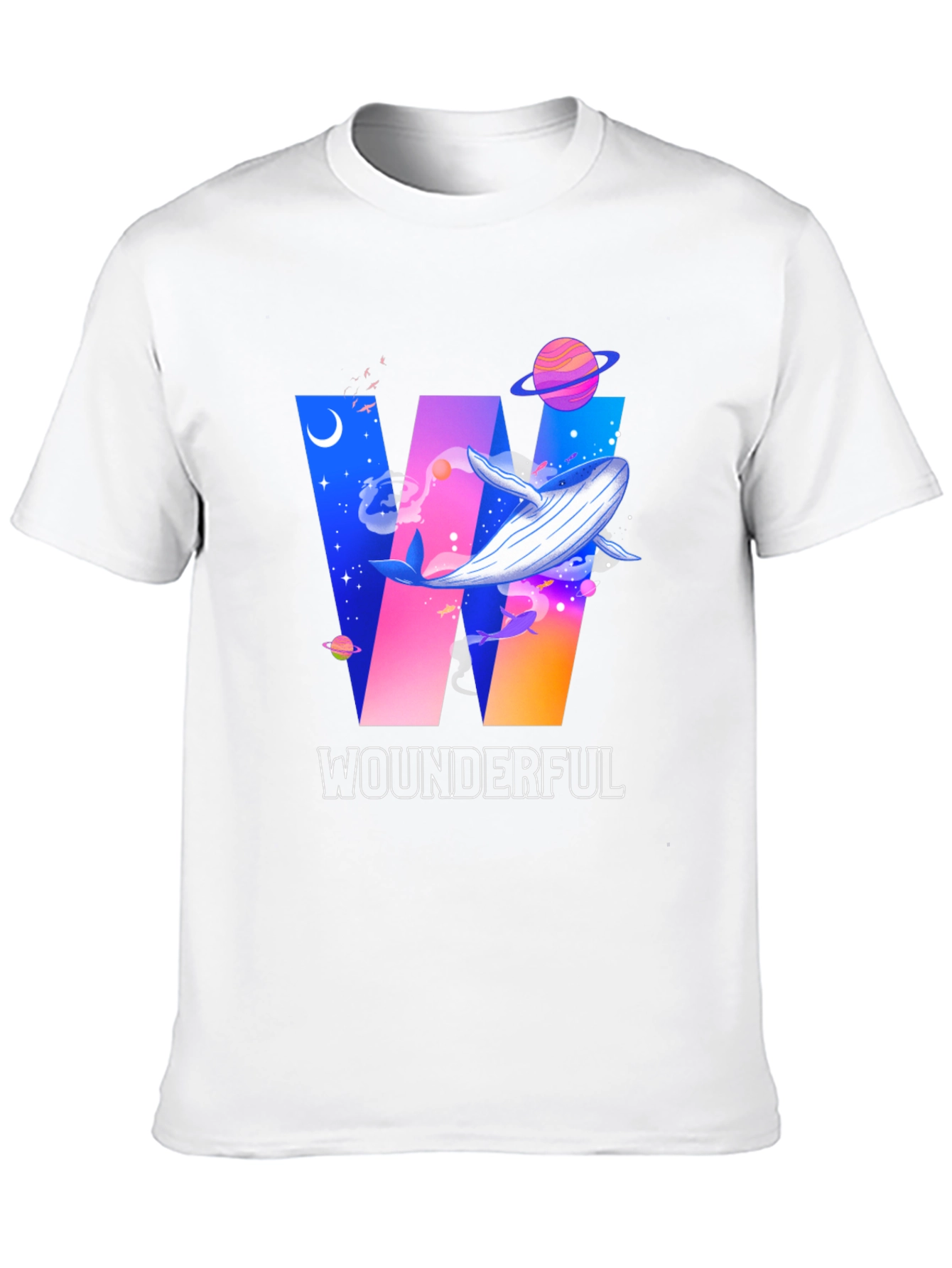 Wounderful Whale Graphic Print Crew Neck T-Shirt