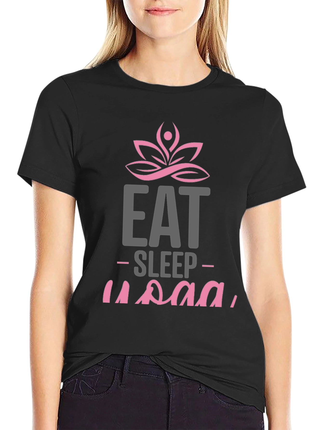 Eat Sleep Yoga Black Graphic Tee