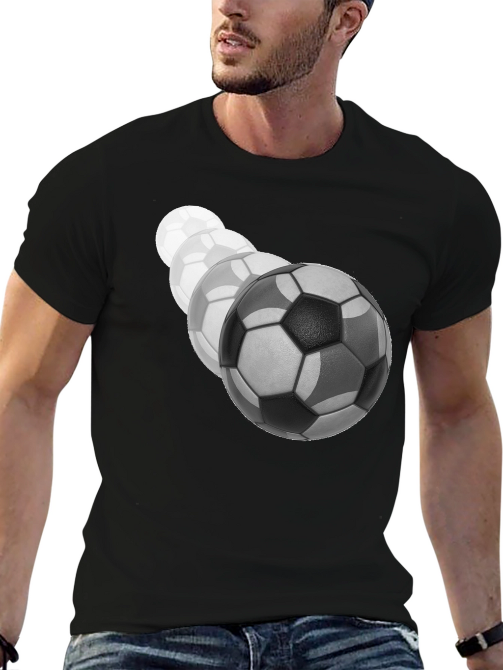 Soccer Ball Fade Black T-Shirt