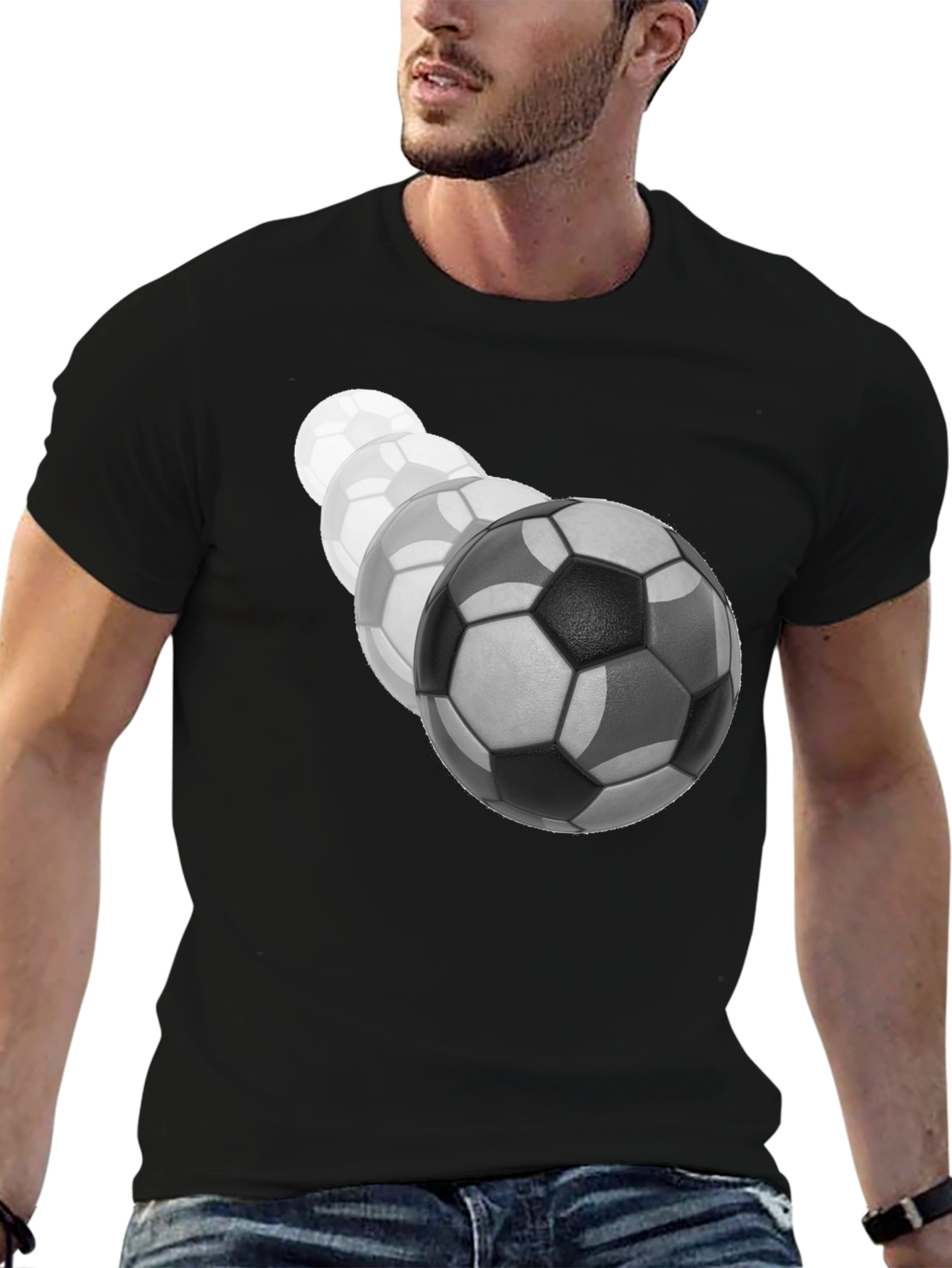 Soccer Ball Fade Black T-Shirt