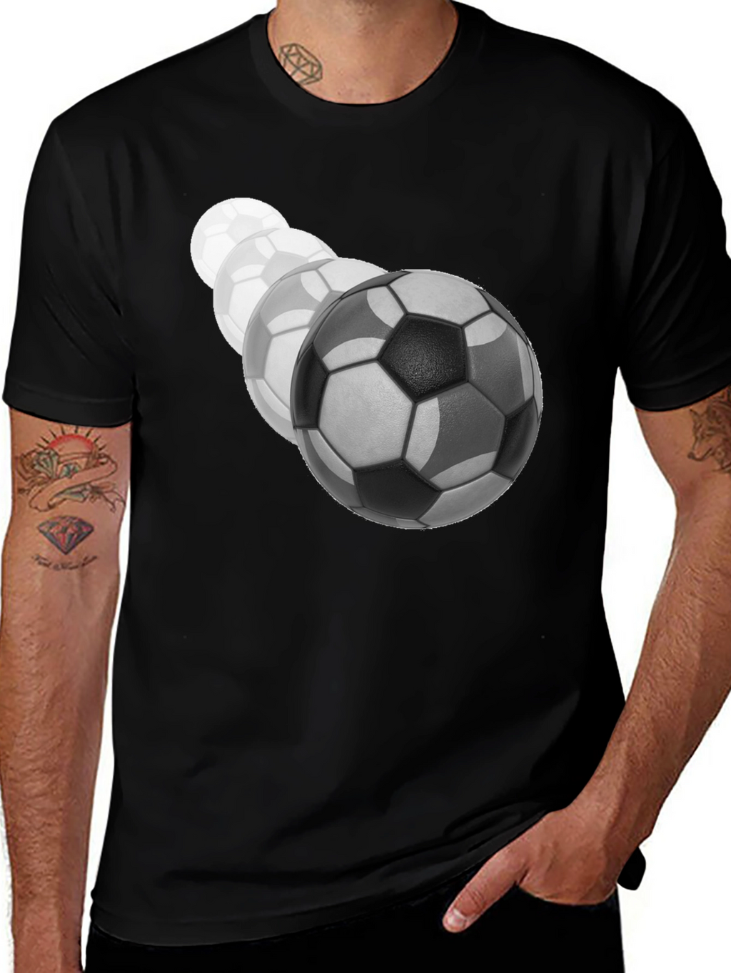 Soccer Ball Fade Black T-Shirt