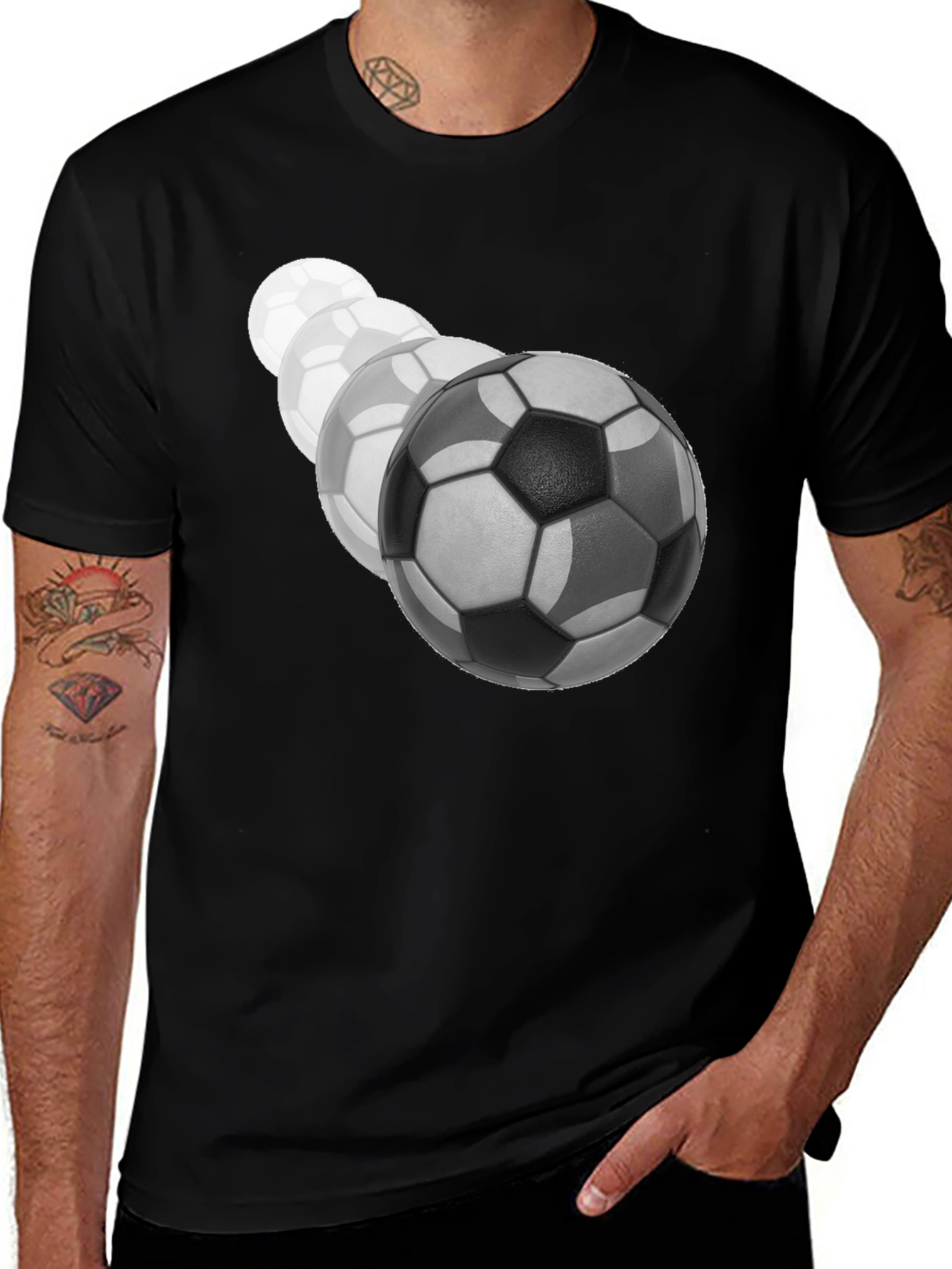 Soccer Ball Fade Black T-Shirt
