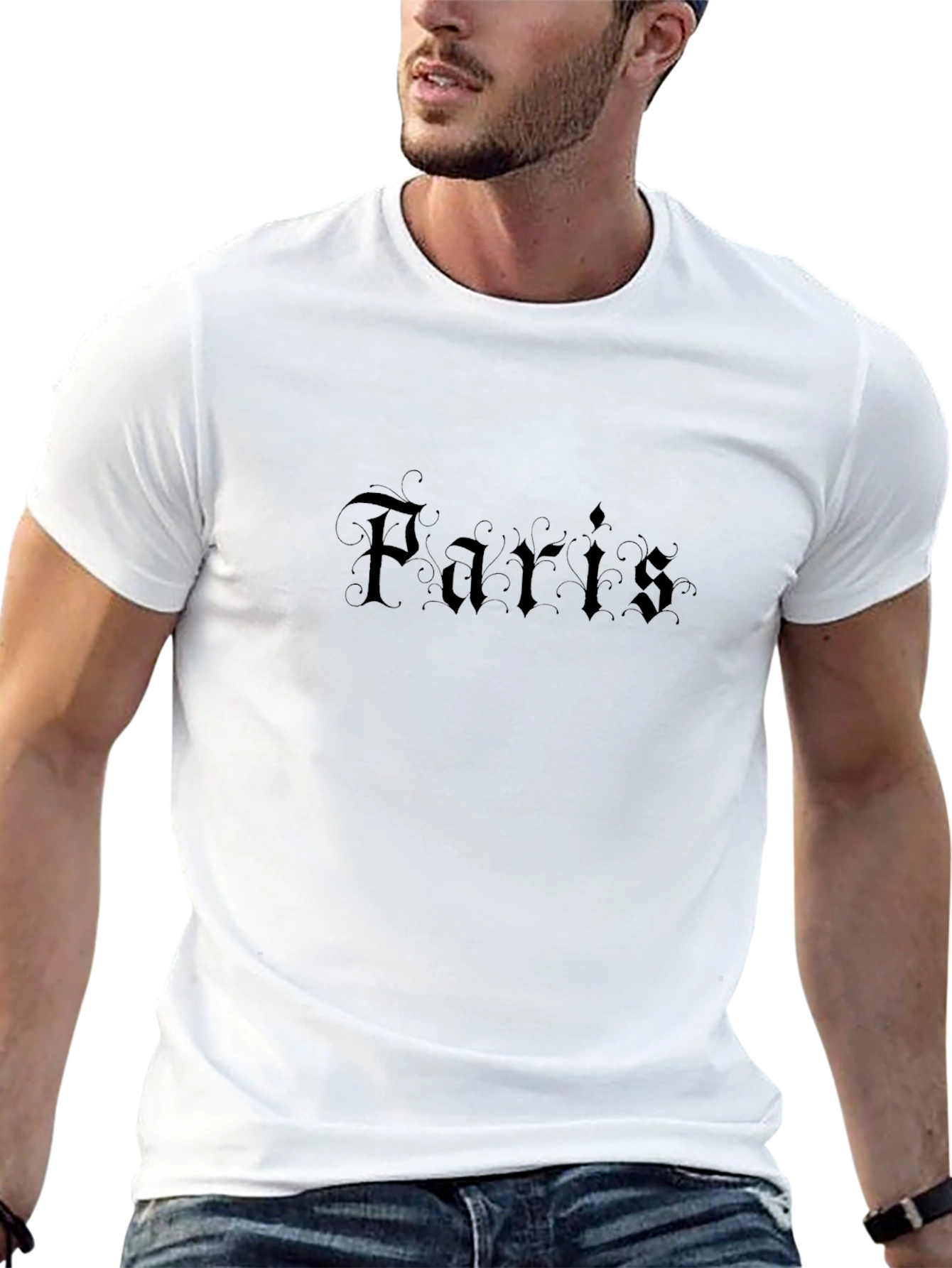 Paris Gothic Font Black T-Shirt