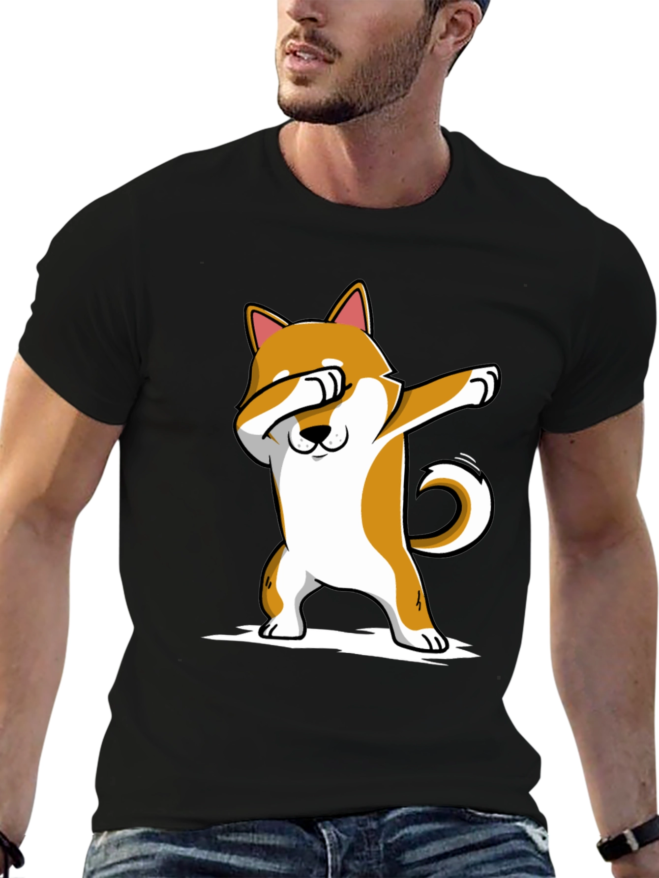 Dabbing Shiba Inu T-Shirt - Black Cotton Tee