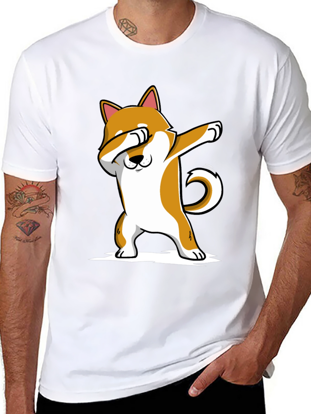 Dabbing Shiba Inu T-Shirt - Black Cotton Tee
