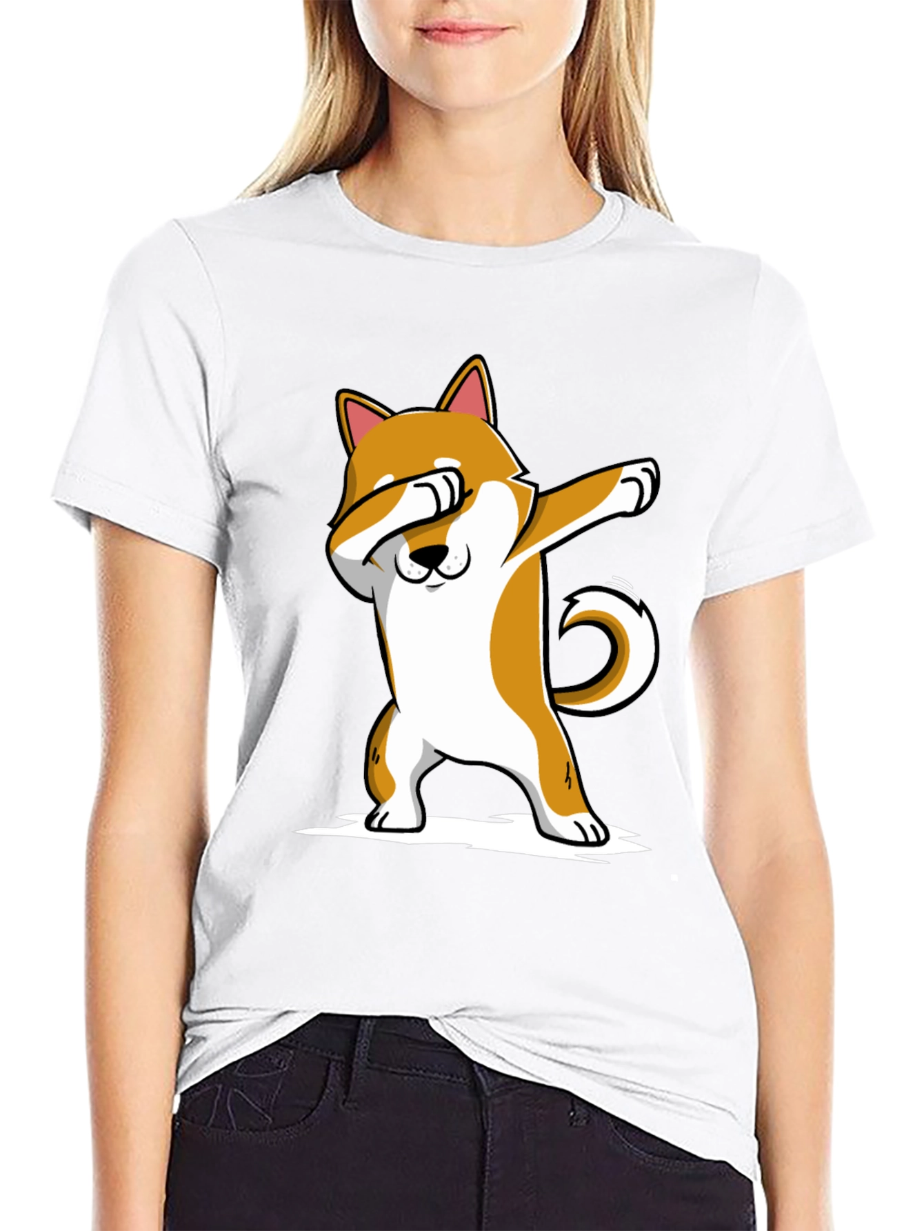 Dabbing Shiba Inu T-Shirt - Black Cotton Tee