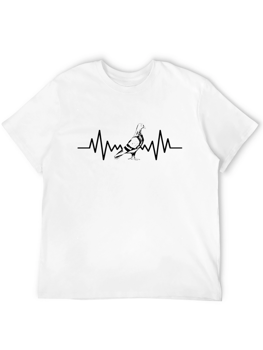 Pigeon Heartbeat T-Shirt - Soft Black Cotton