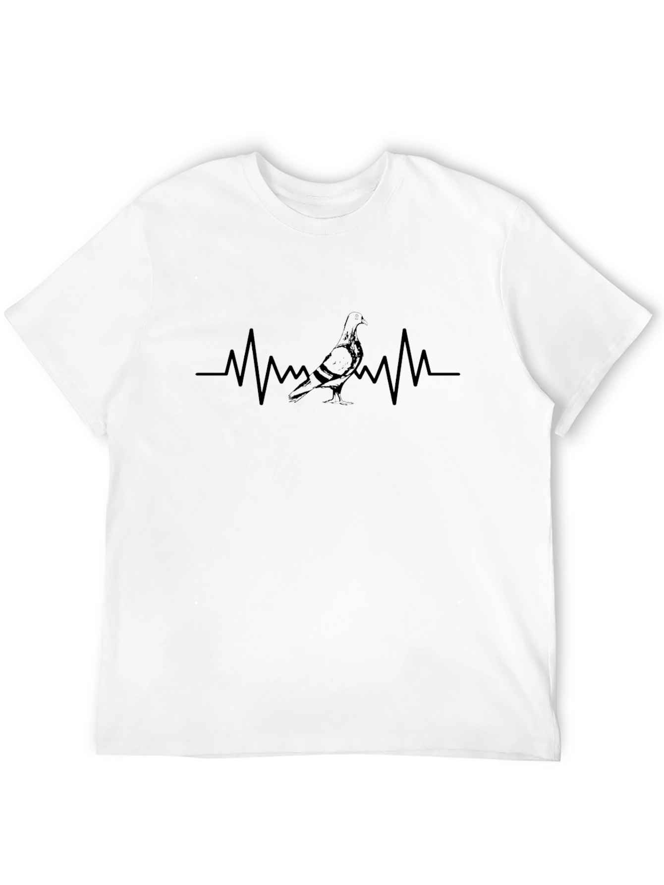 Pigeon Heartbeat T-Shirt - Soft Black Cotton