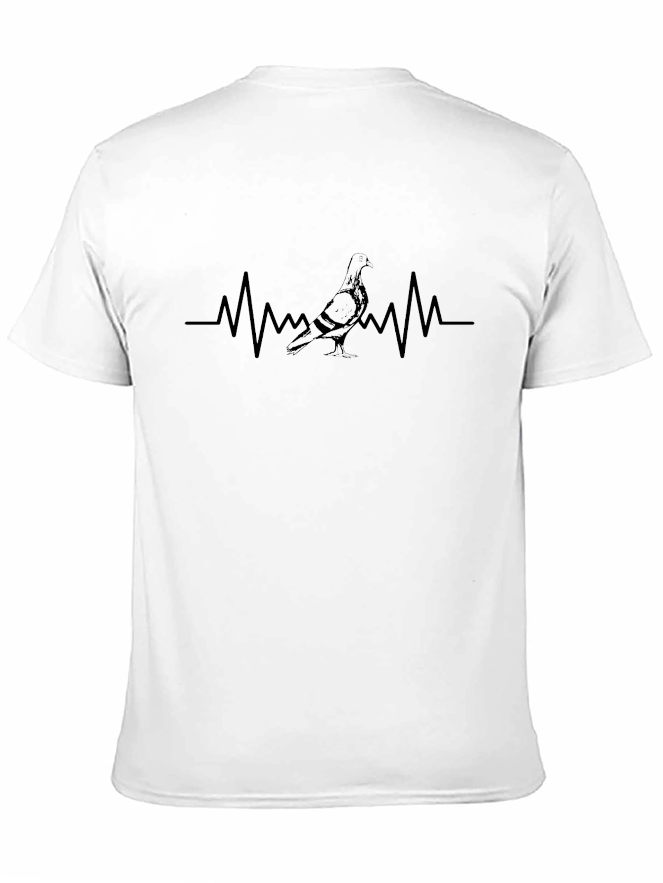 Pigeon Heartbeat T-Shirt - Soft Black Cotton