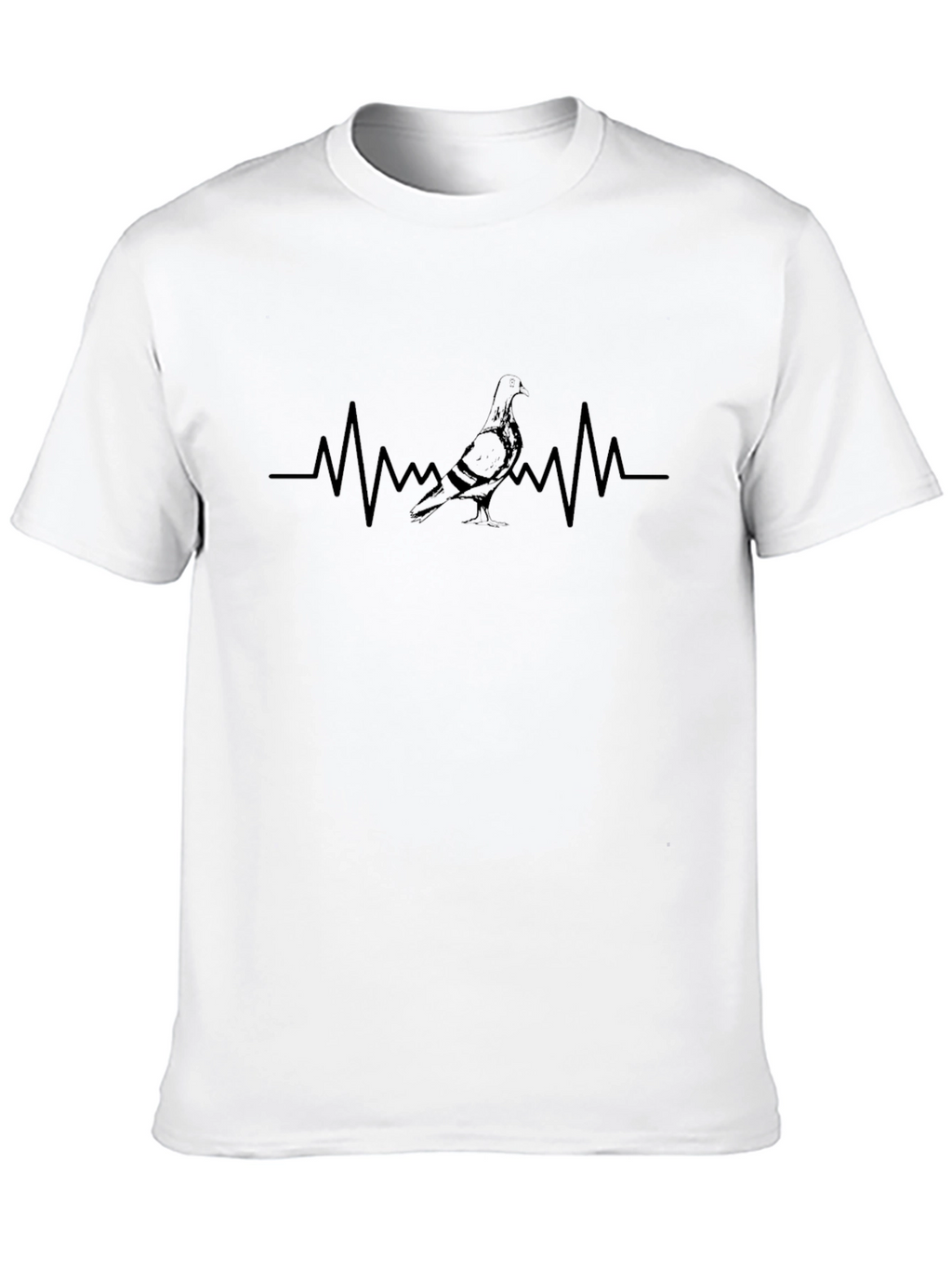 Pigeon Heartbeat T-Shirt - Soft Black Cotton