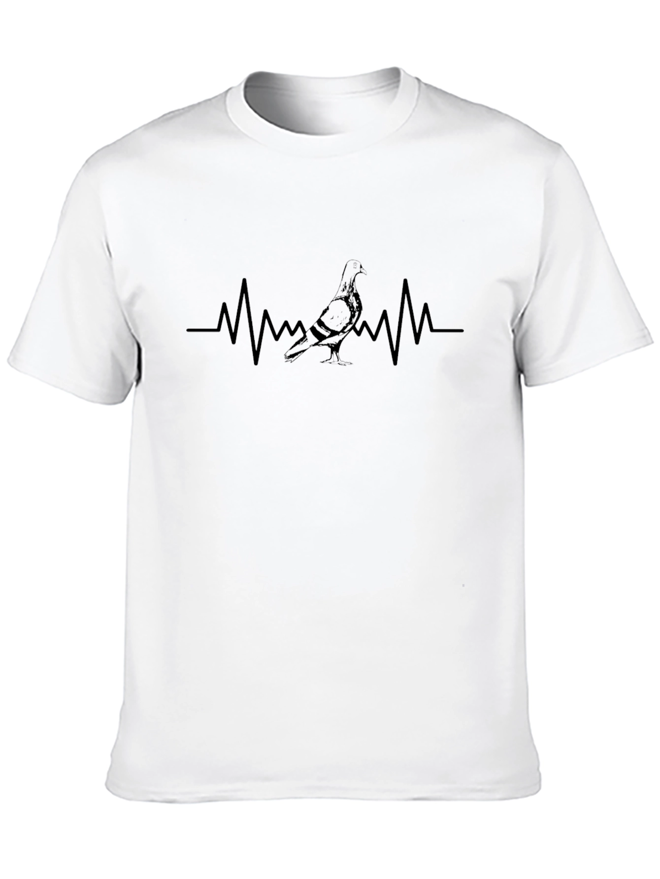 Pigeon Heartbeat T-Shirt - Soft Black Cotton
