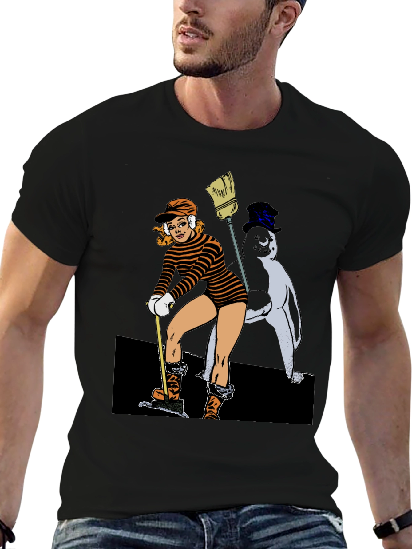 Cartoon Graphic Black T-Shirt