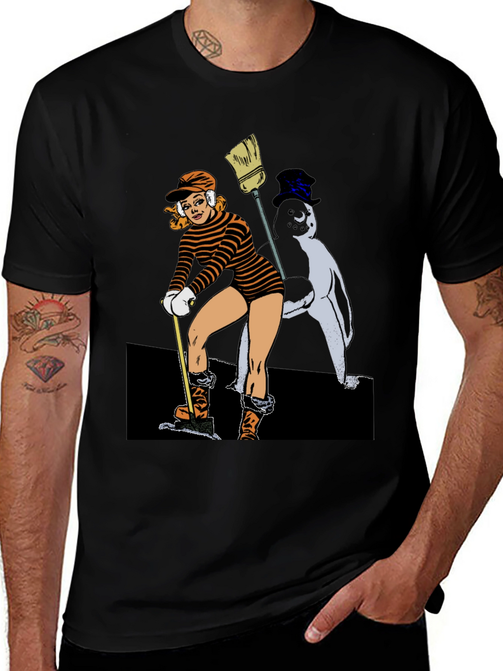 Cartoon Graphic Black T-Shirt