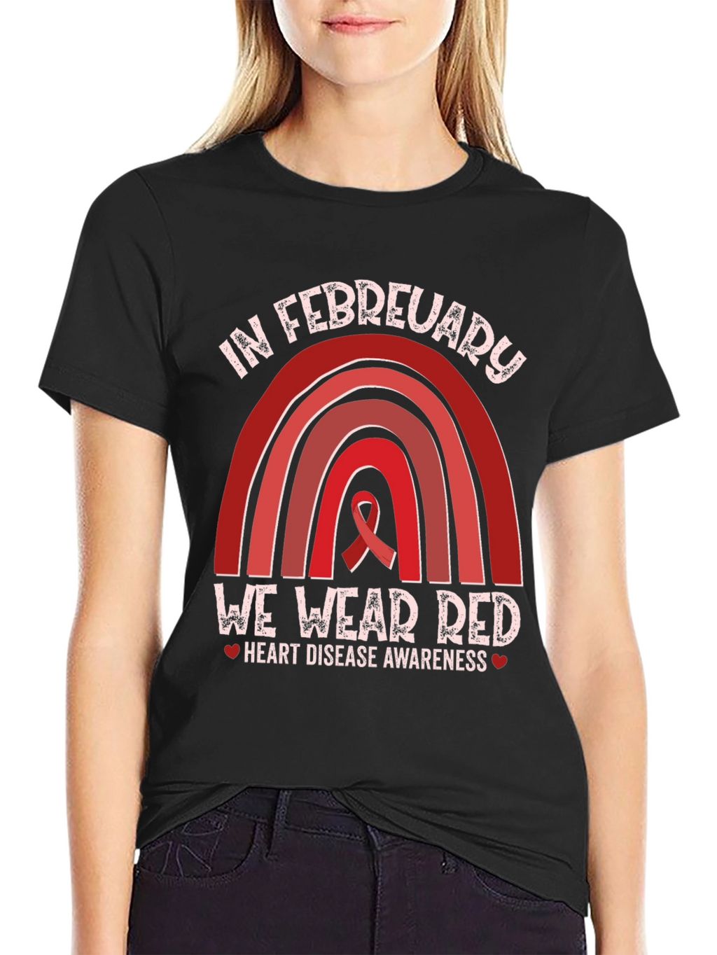 In February We Wear Red Heart Disease Awareness T-Shirt