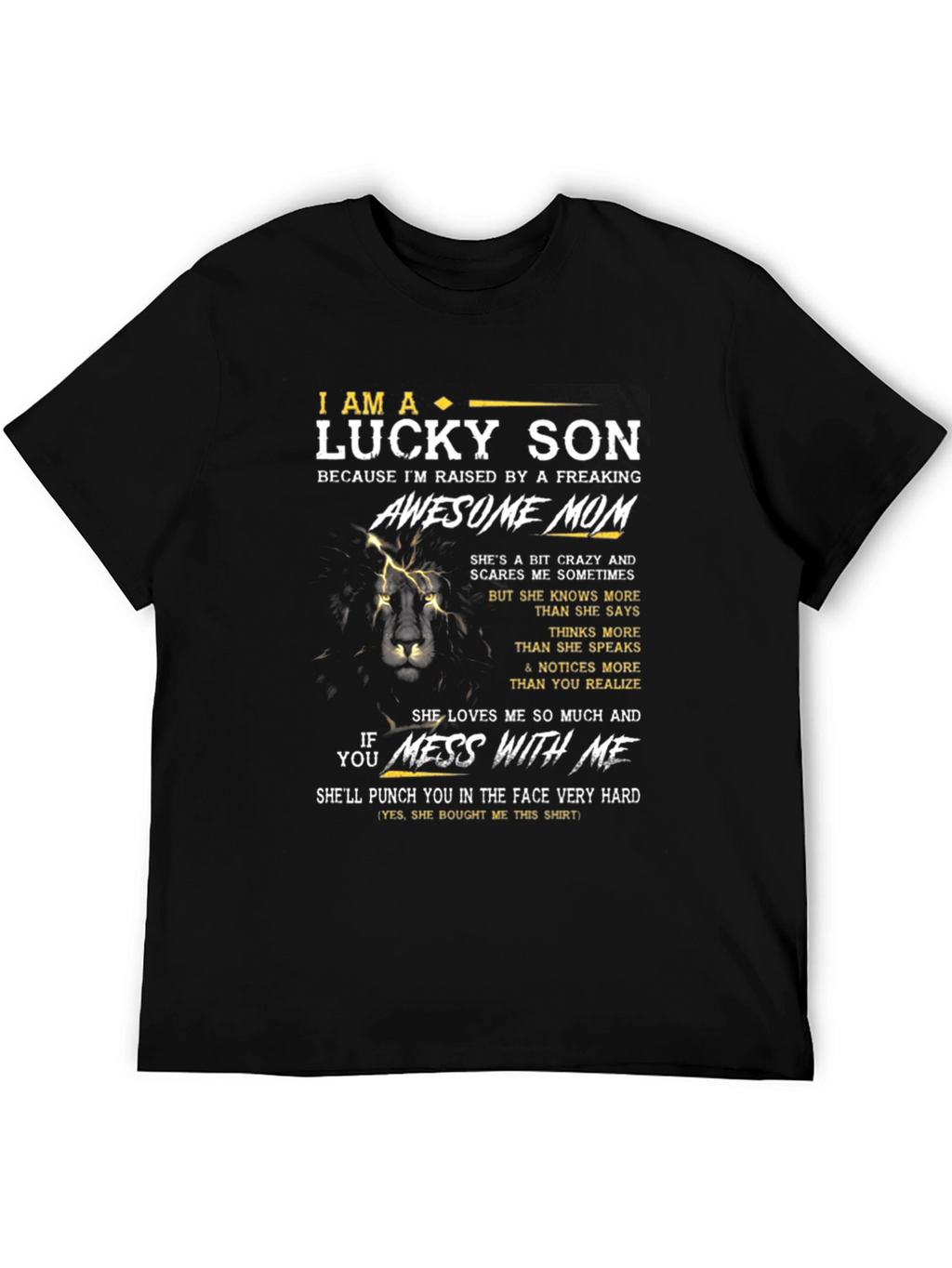 Lucky Son Awesome Mom Black T-Shirt