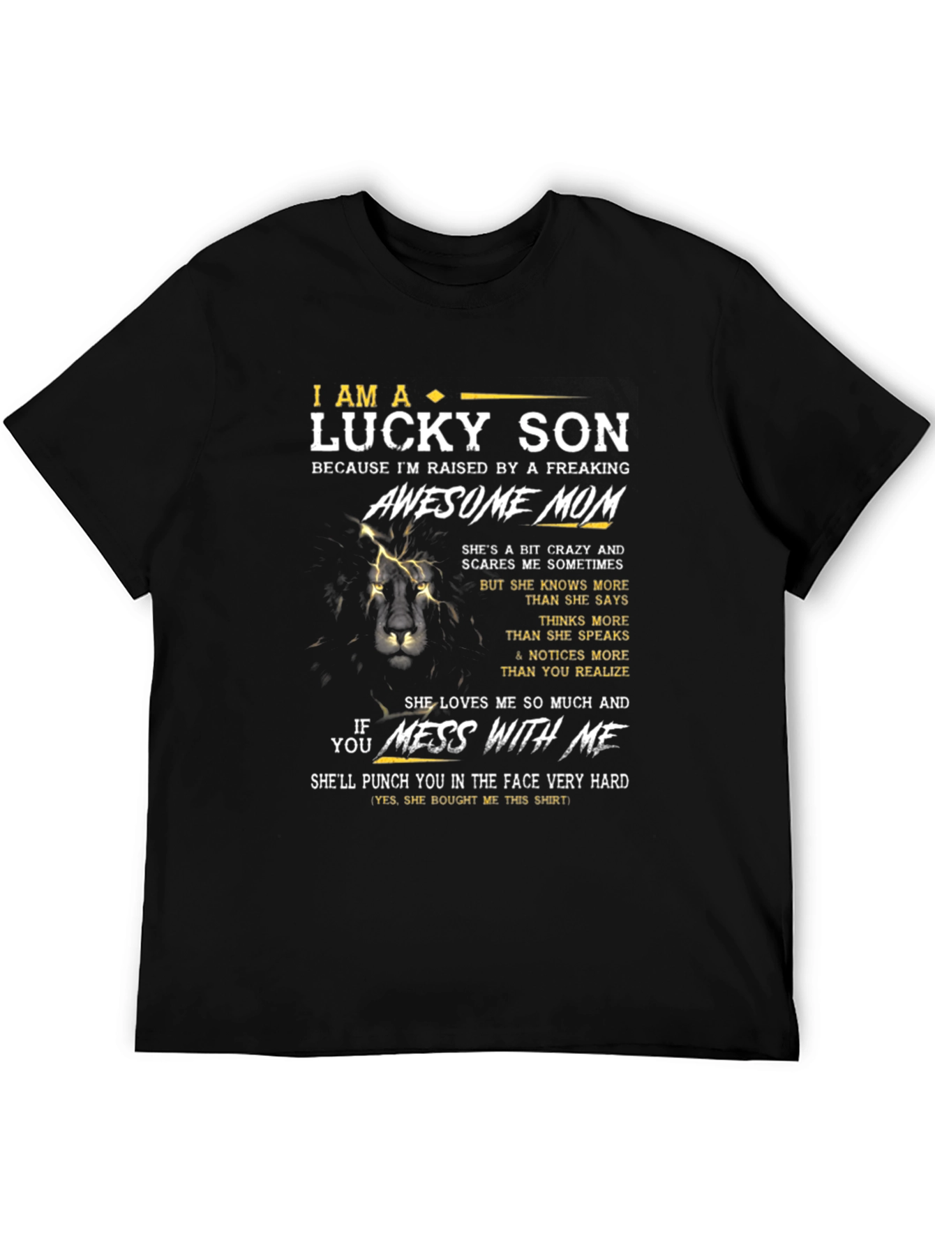 Lucky Son Awesome Mom Black T-Shirt