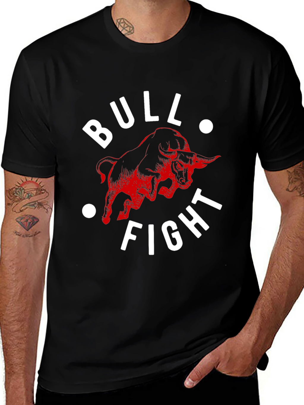 Bull Fight Graphic Tee - Mens Black T-Shirt