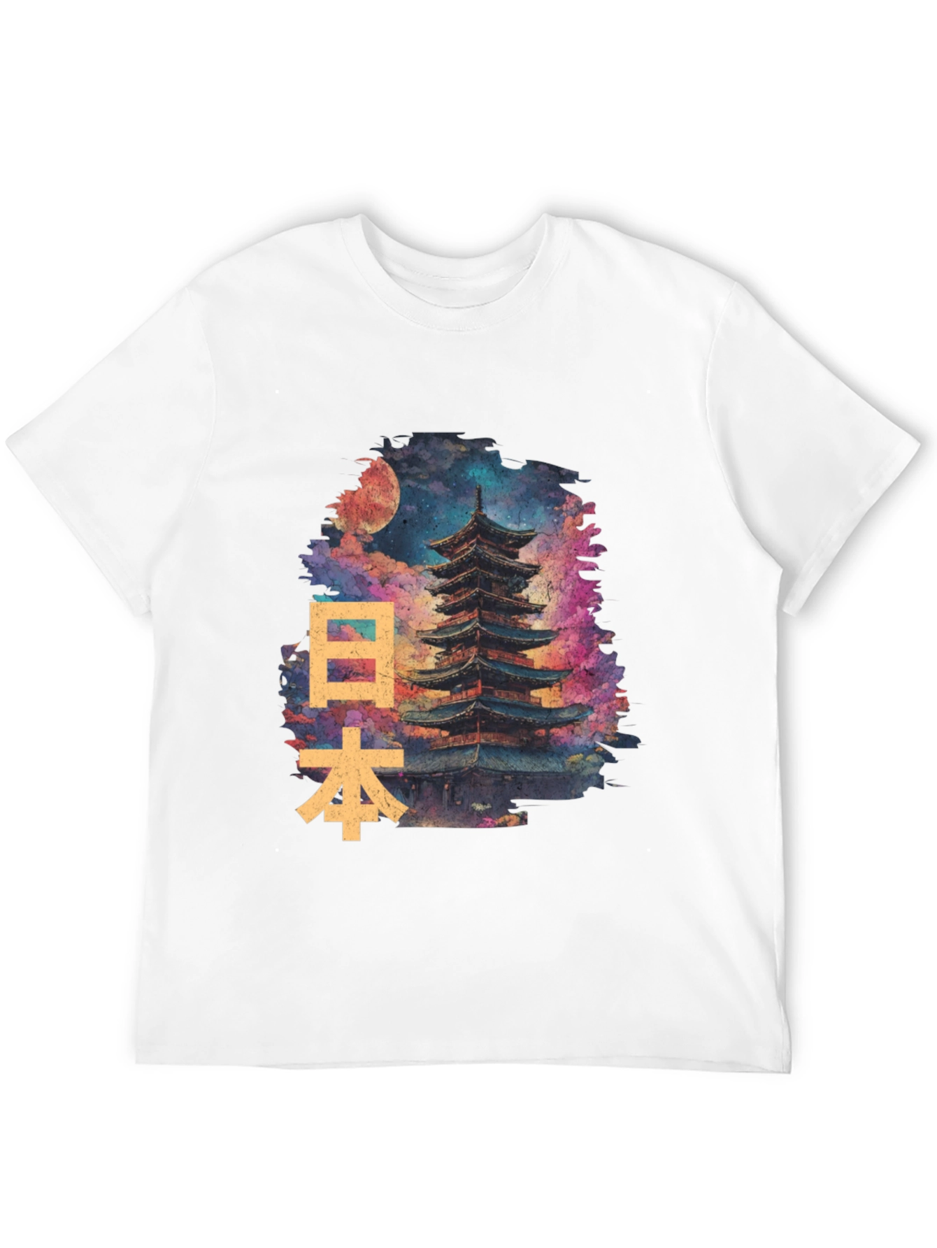 Japanese Pagoda Art Black T-Shirt