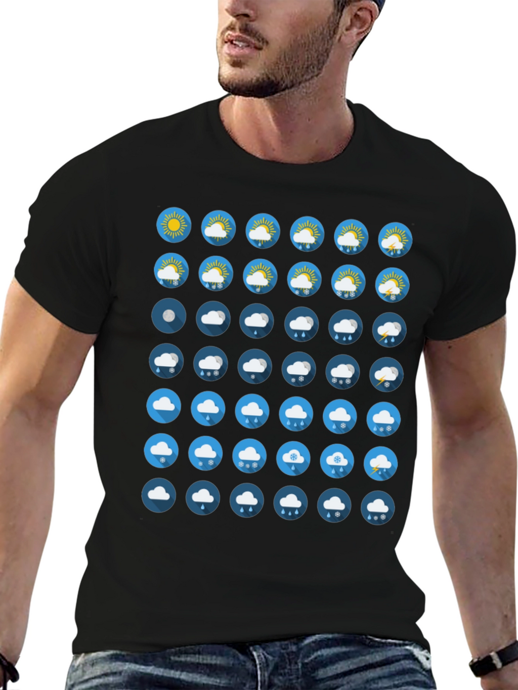 Weather Icon Black T-Shirt