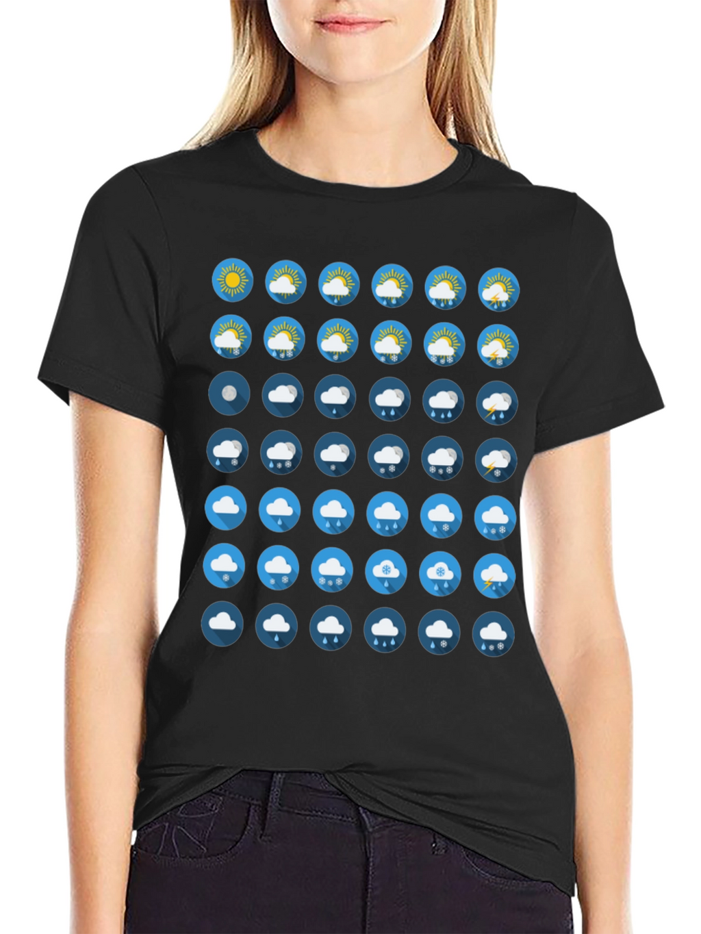 Weather Icon Black T-Shirt