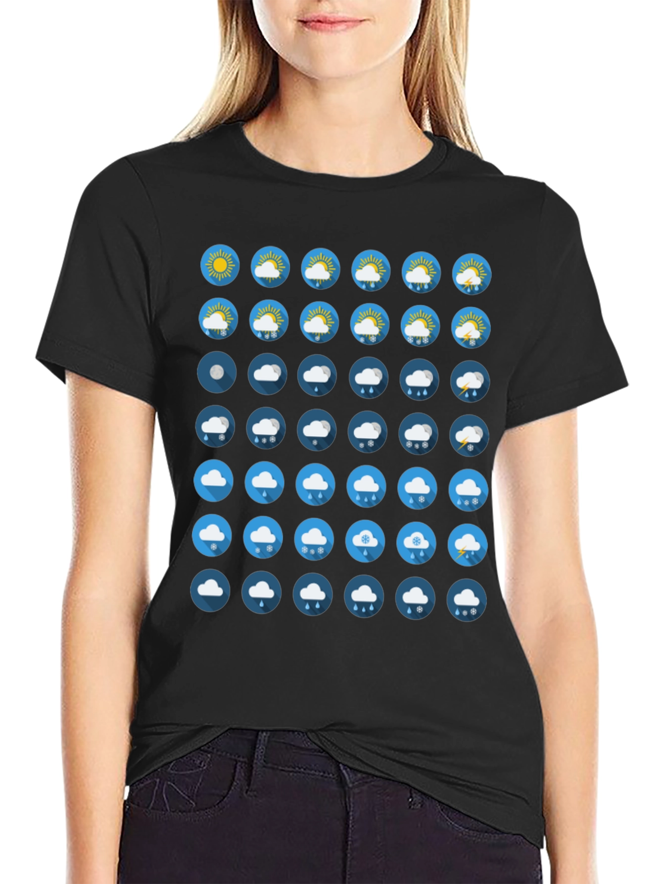 Weather Icon Black T-Shirt
