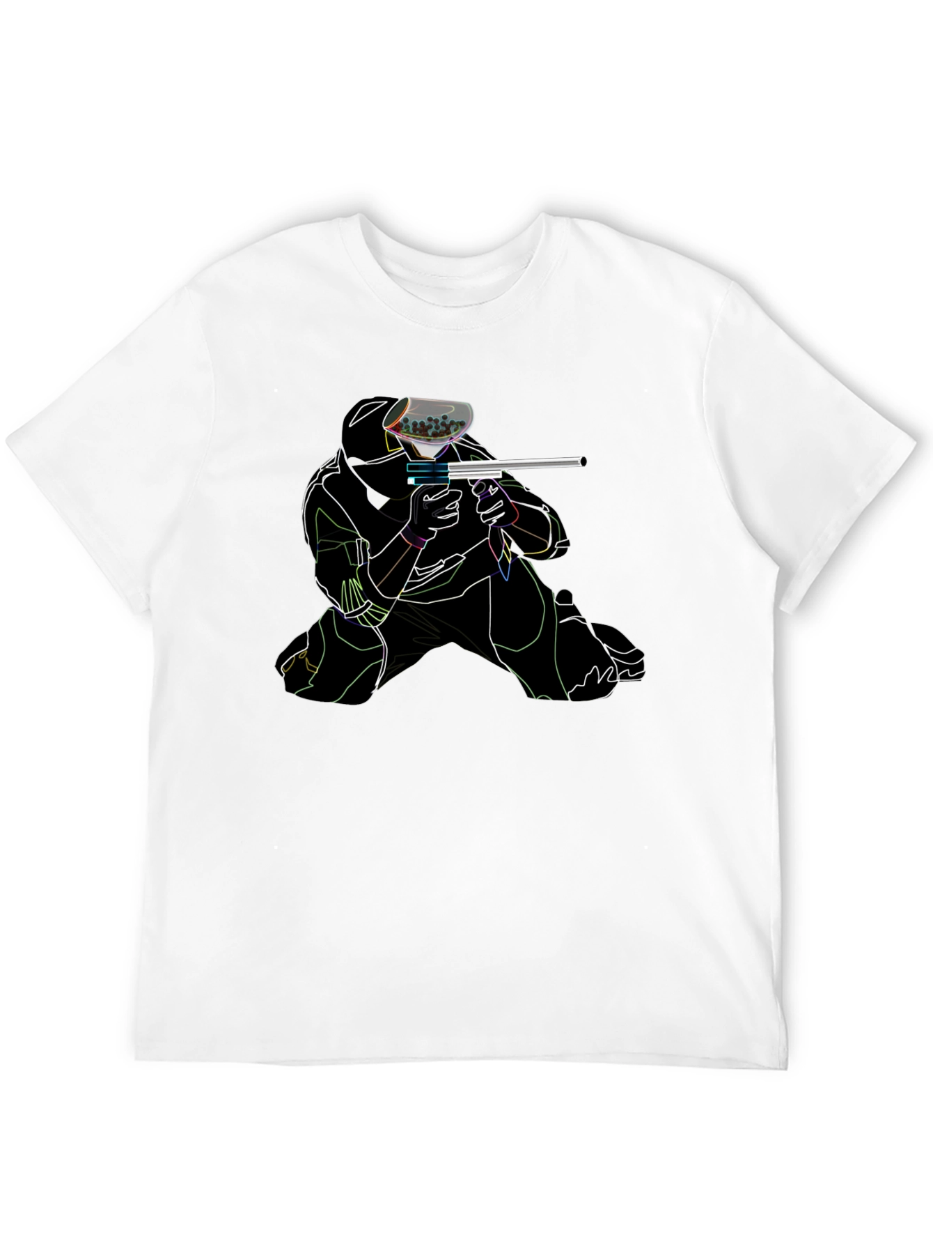 Neon Paintball Player Black T-Shirt