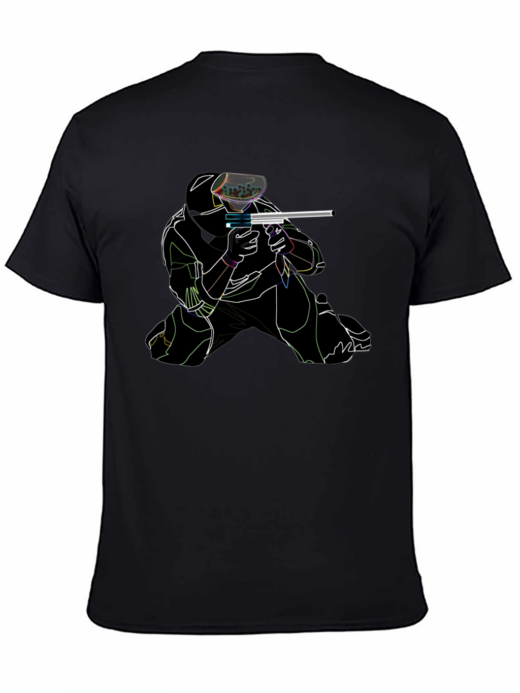 Neon Paintball Player Black T-Shirt