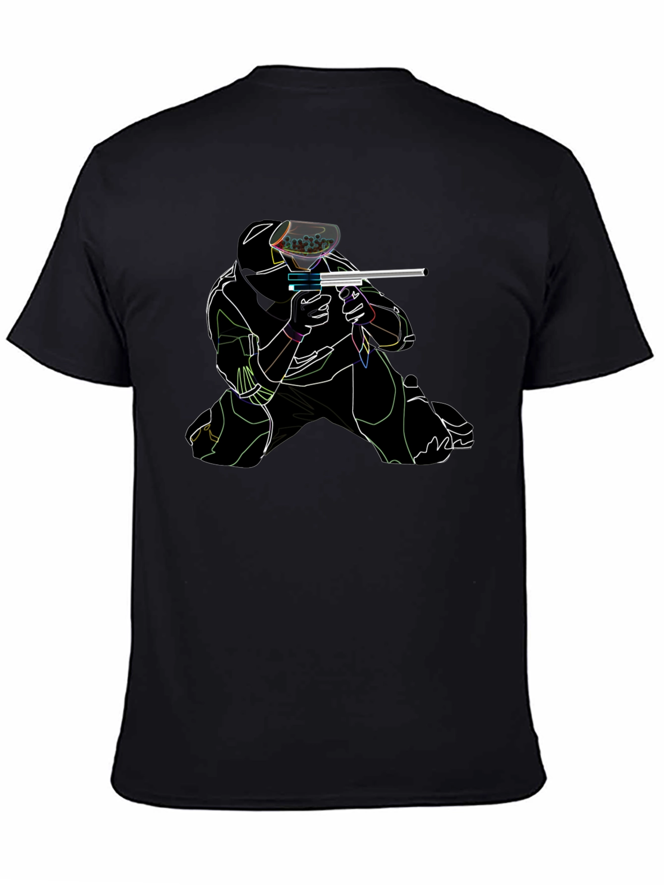 Neon Paintball Player Black T-Shirt