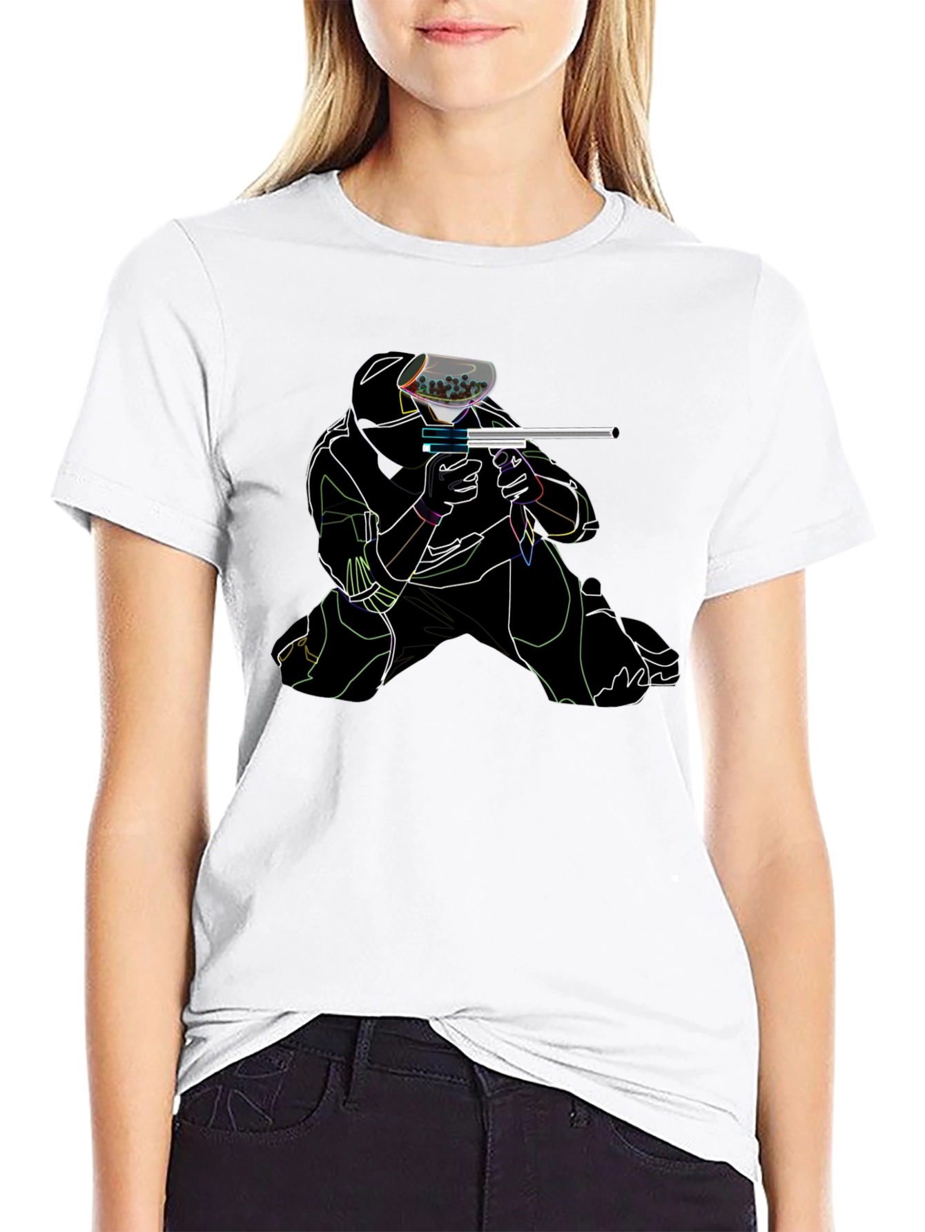 Neon Paintball Player Black T-Shirt