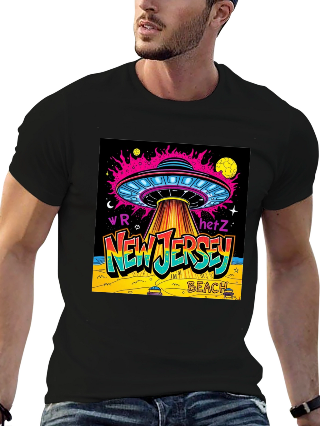 New Jersey Beach UFO Graphic T-Shirt