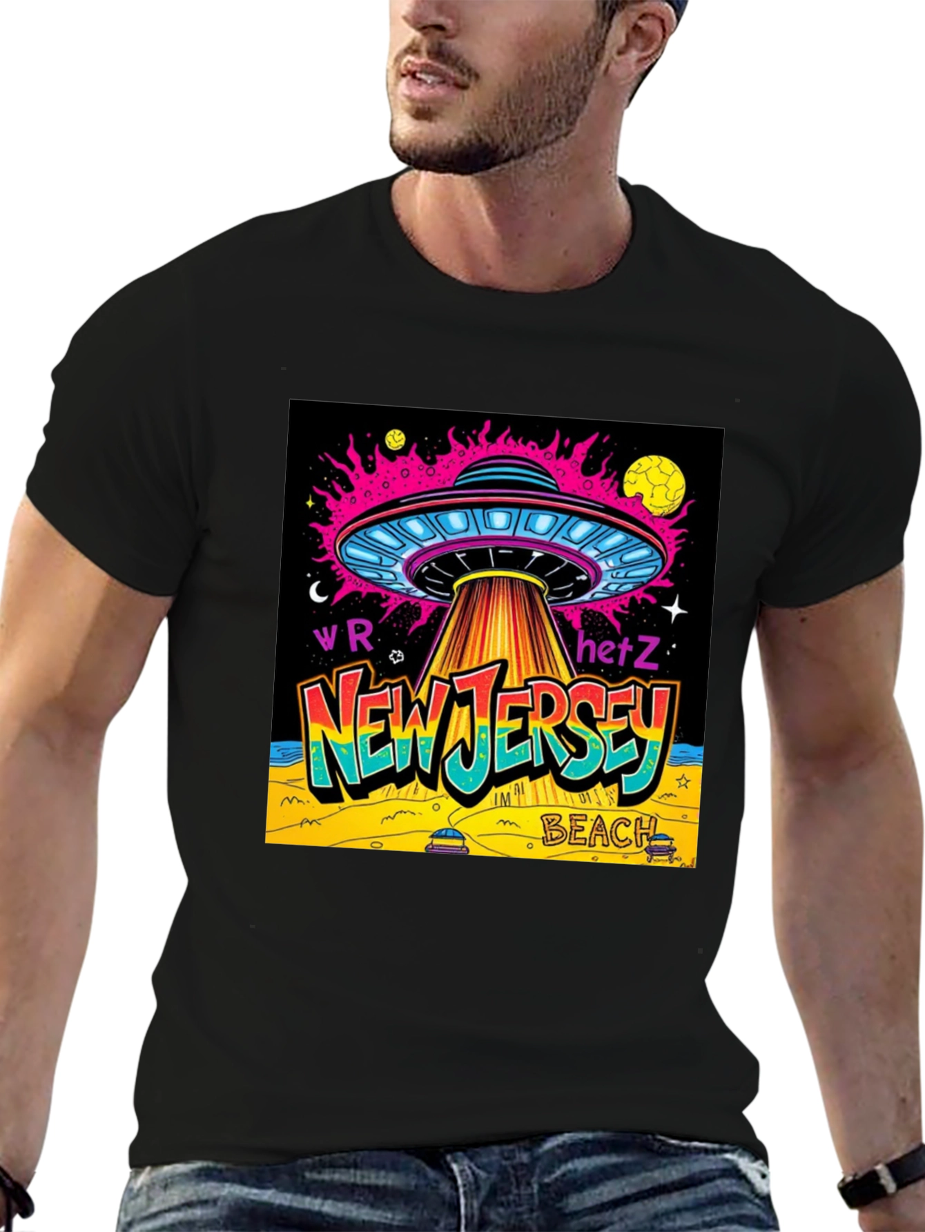 New Jersey Beach UFO Graphic T-Shirt