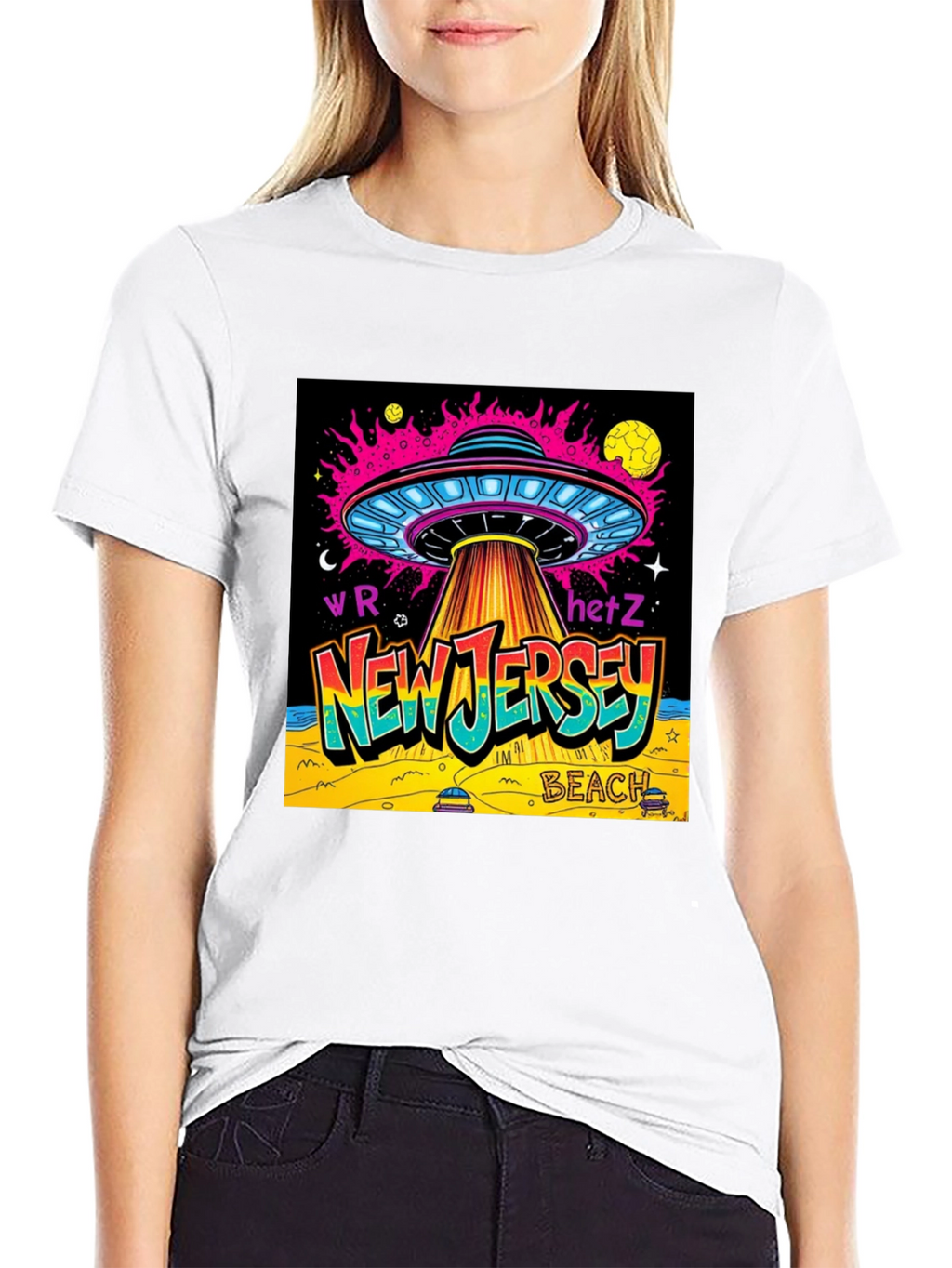 New Jersey Beach UFO Graphic T-Shirt
