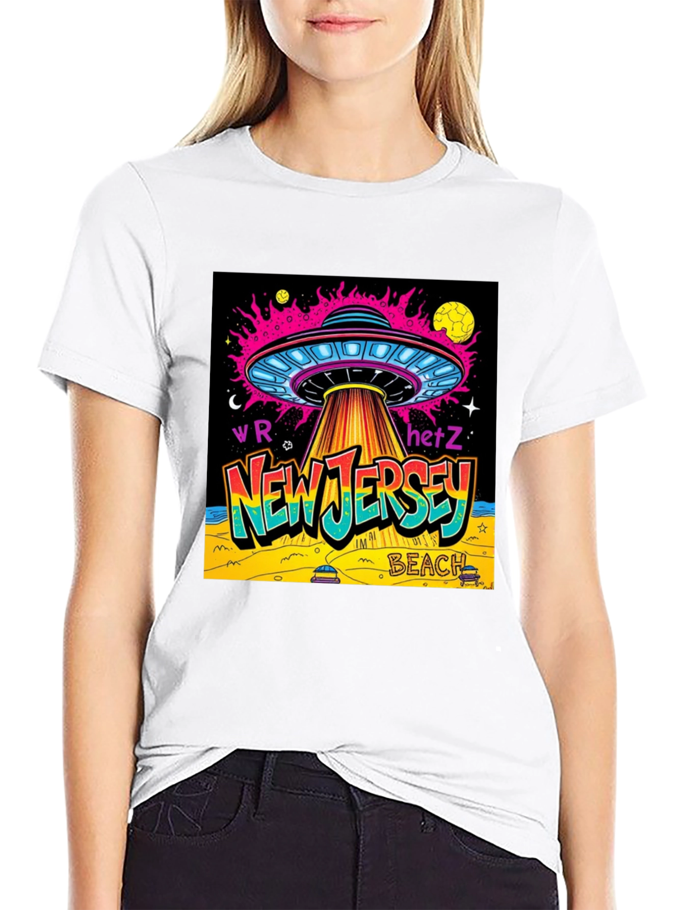 New Jersey Beach UFO Graphic T-Shirt