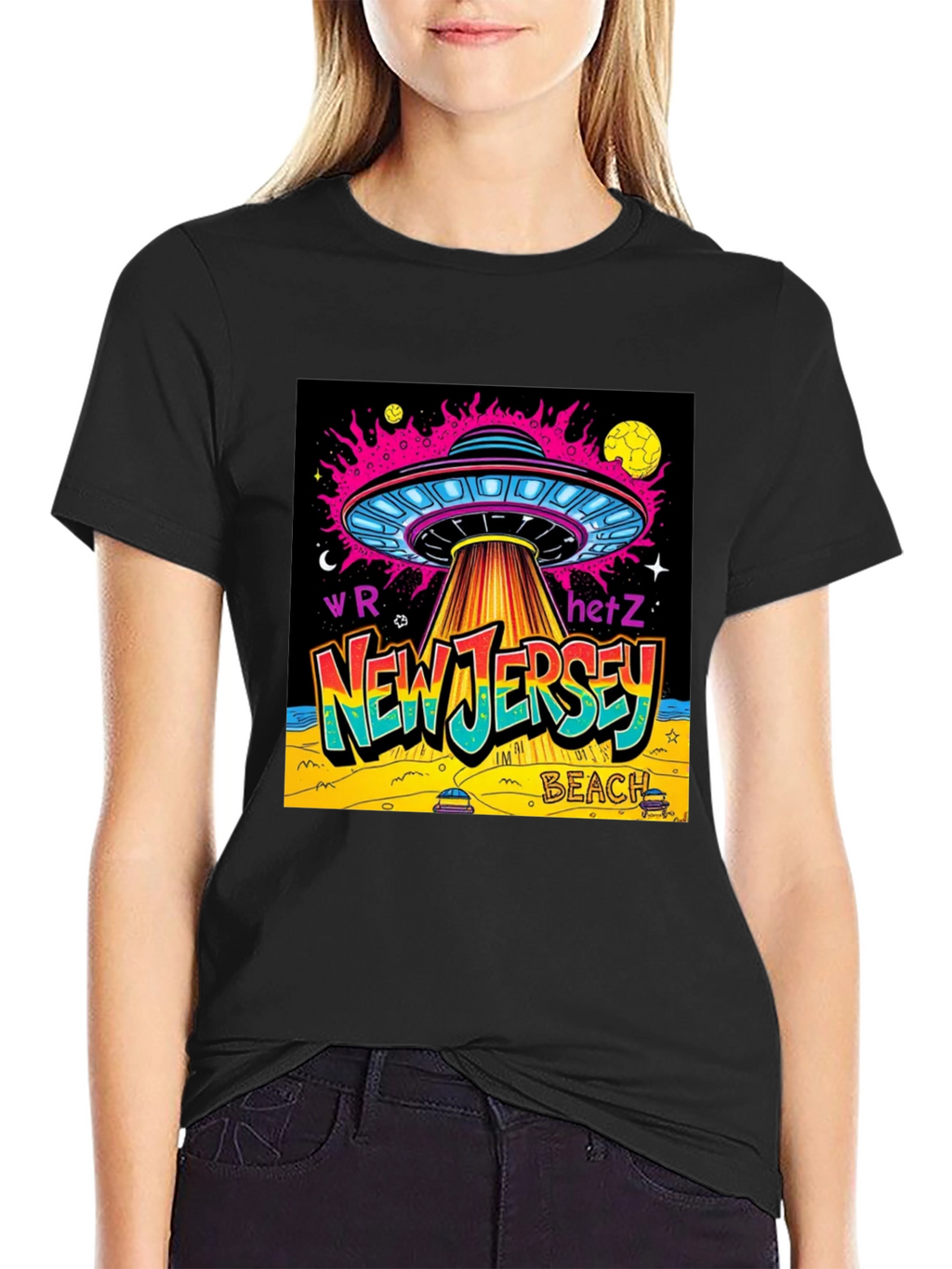New Jersey Beach UFO Graphic T-Shirt